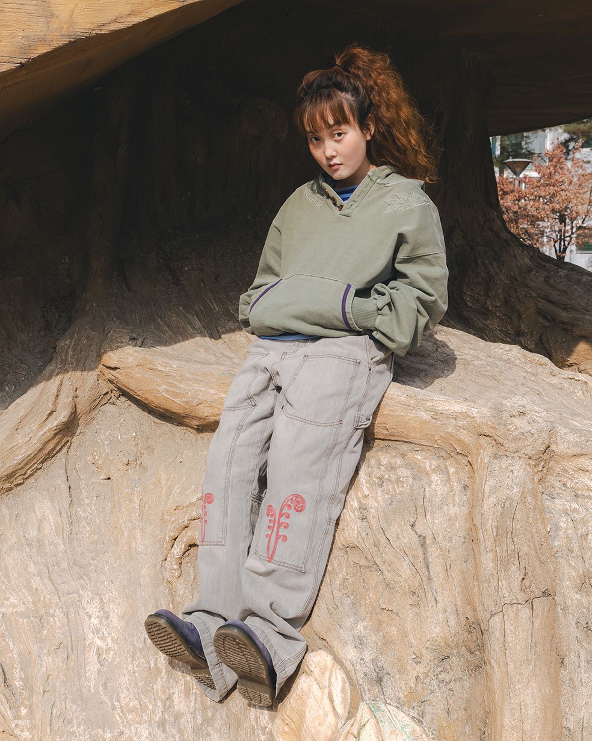 카락터(KARACTOR) Ptery double knee pants / Light gray