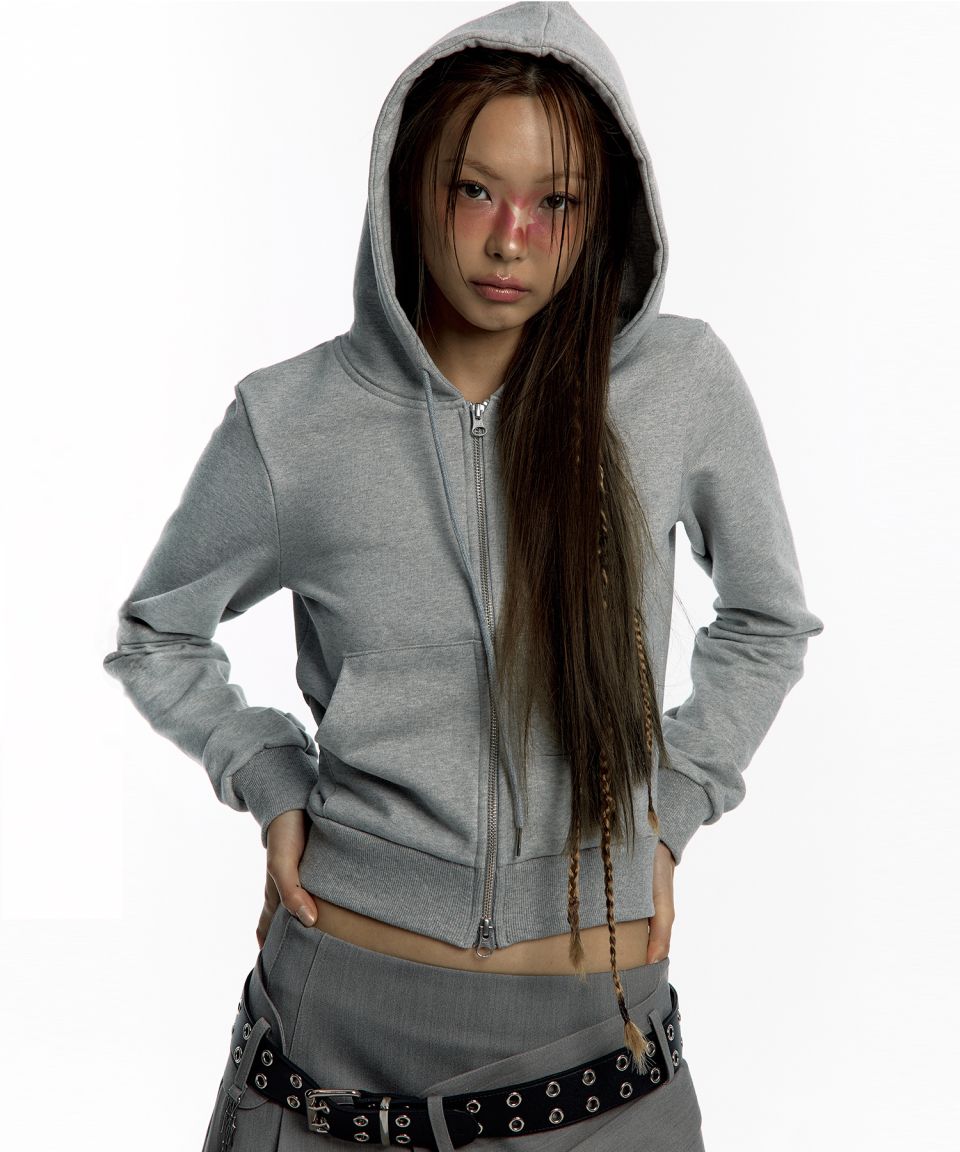 MUSINSA | KASHIKO Yantra Slim Hood Zip-up Gray