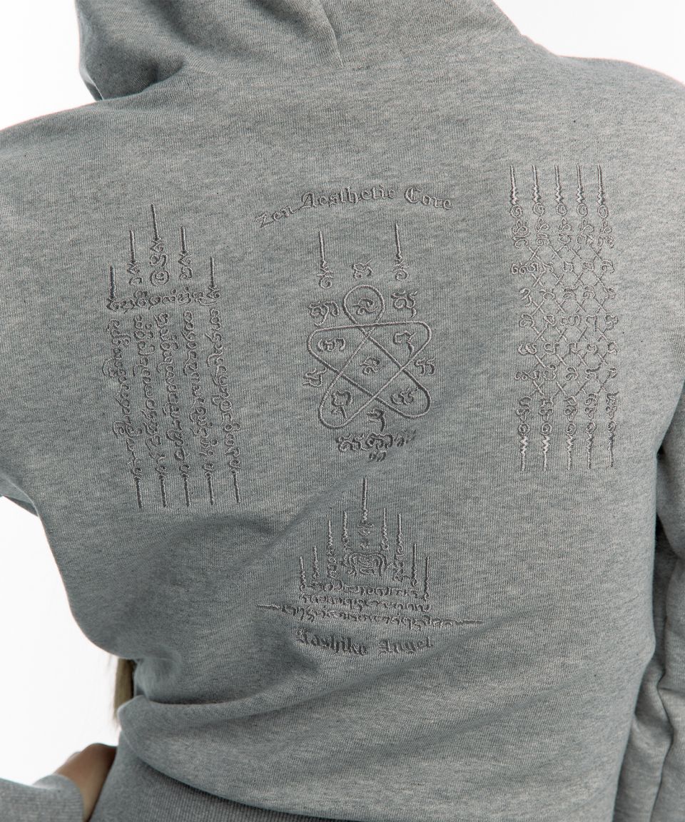 MUSINSA | KASHIKO Yantra Slim Hood Zip-up Gray