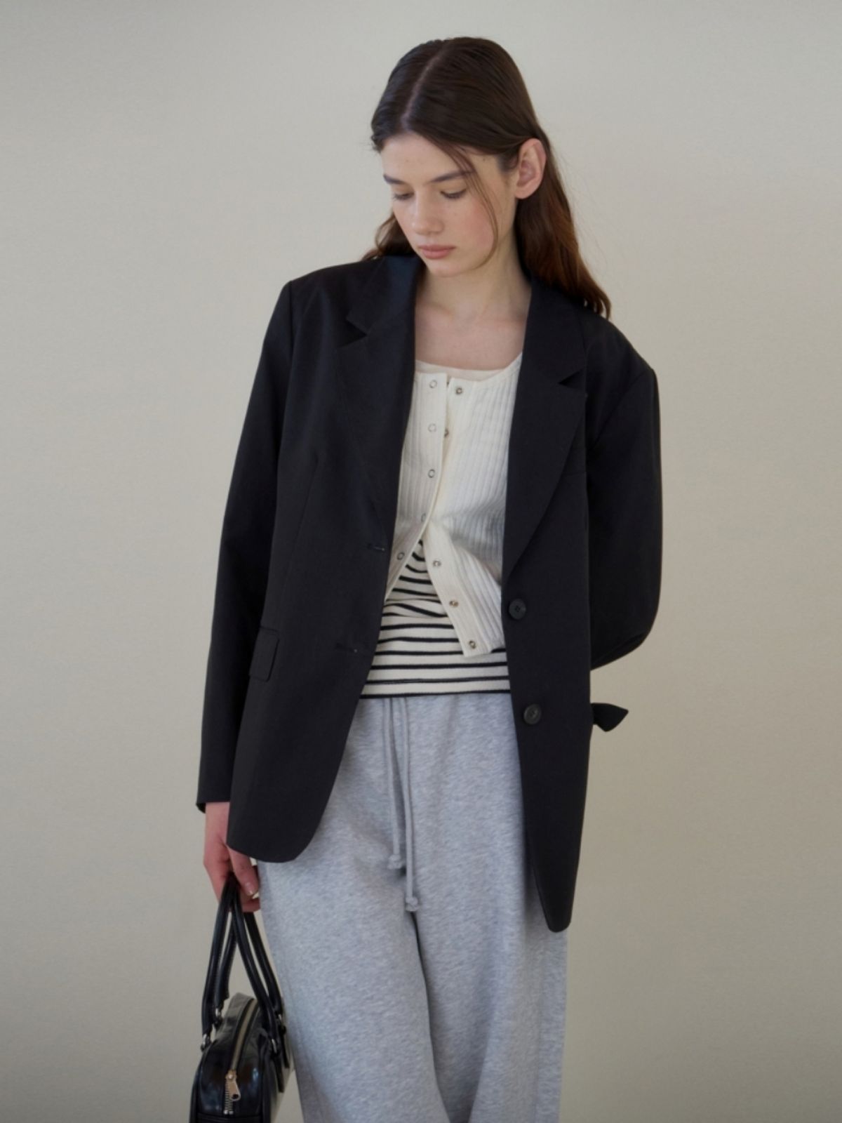 어나우트(UNNOUT) SOFT RIB JERSEY CARDIGAN CREAM