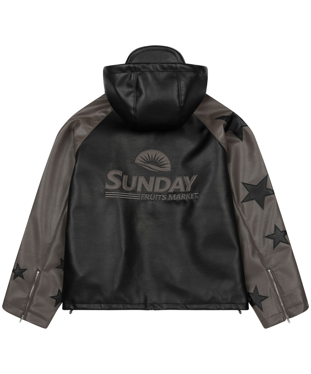 선데이후르츠마켓(SUNDAY FRUIT MARKET) STAR FAUX LEATHER JACKET BLACK