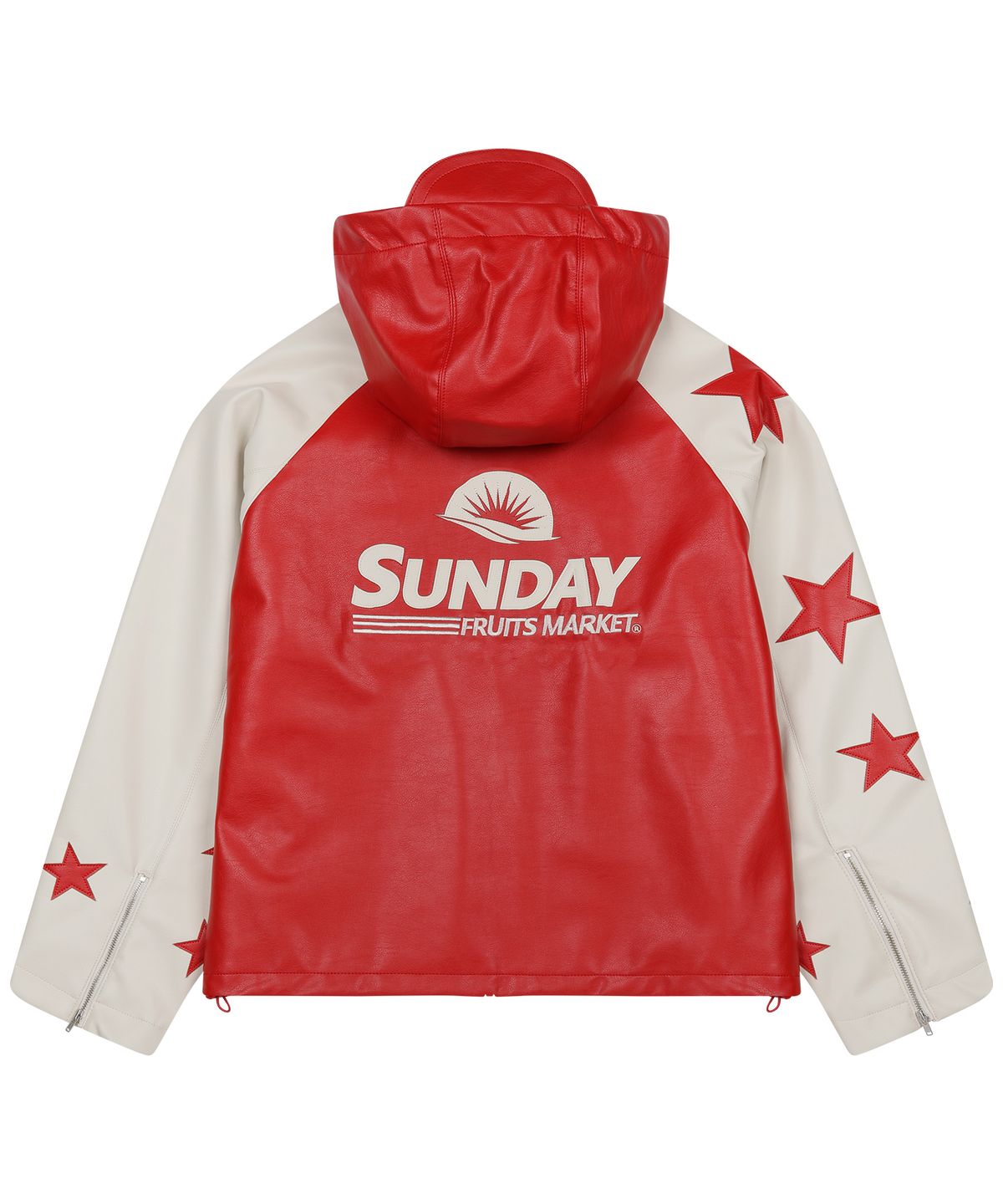 선데이후르츠마켓(SUNDAY FRUIT MARKET) STAR FAUX LEATHER JACKET RED