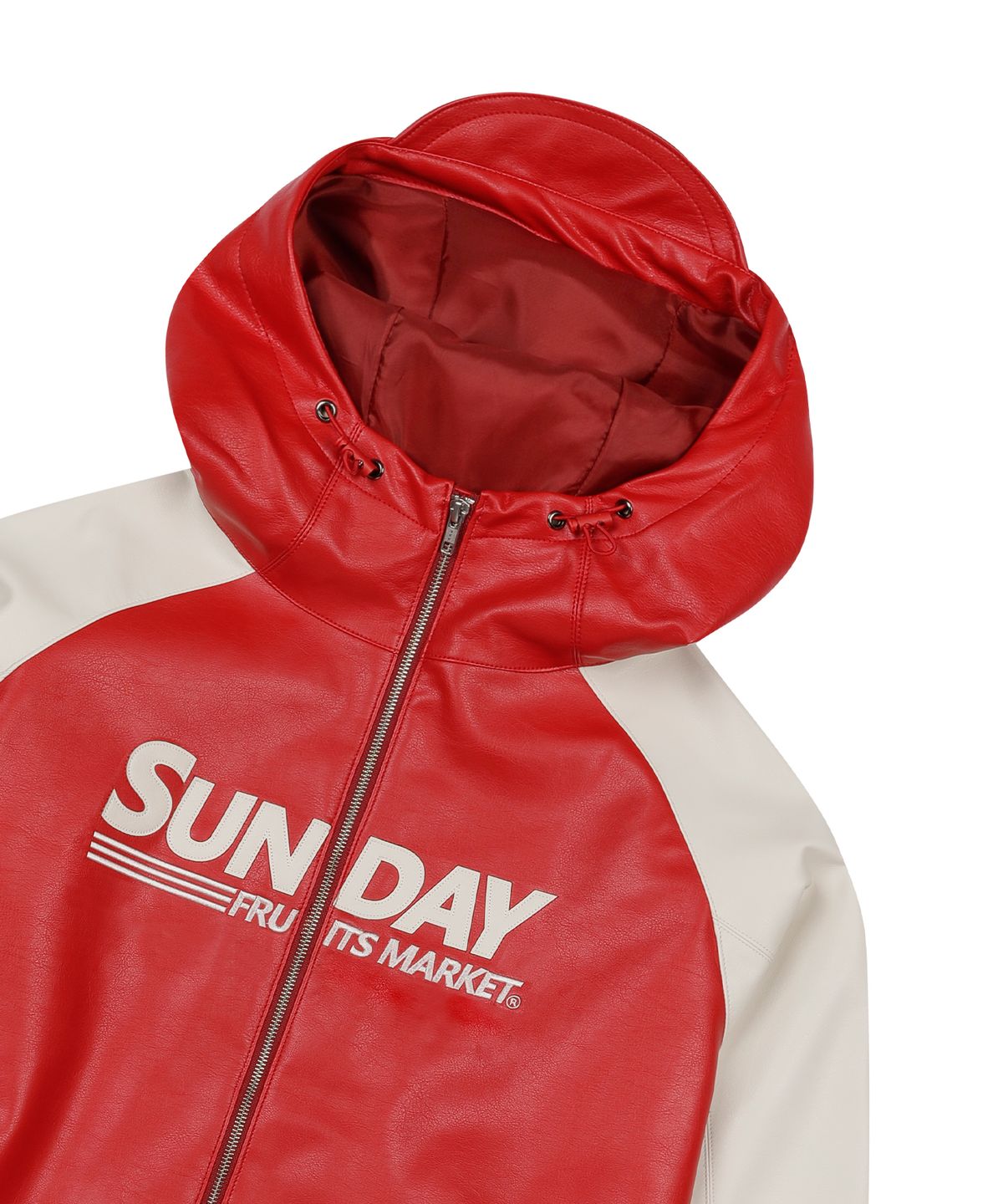 선데이후르츠마켓(SUNDAY FRUIT MARKET) STAR FAUX LEATHER JACKET RED