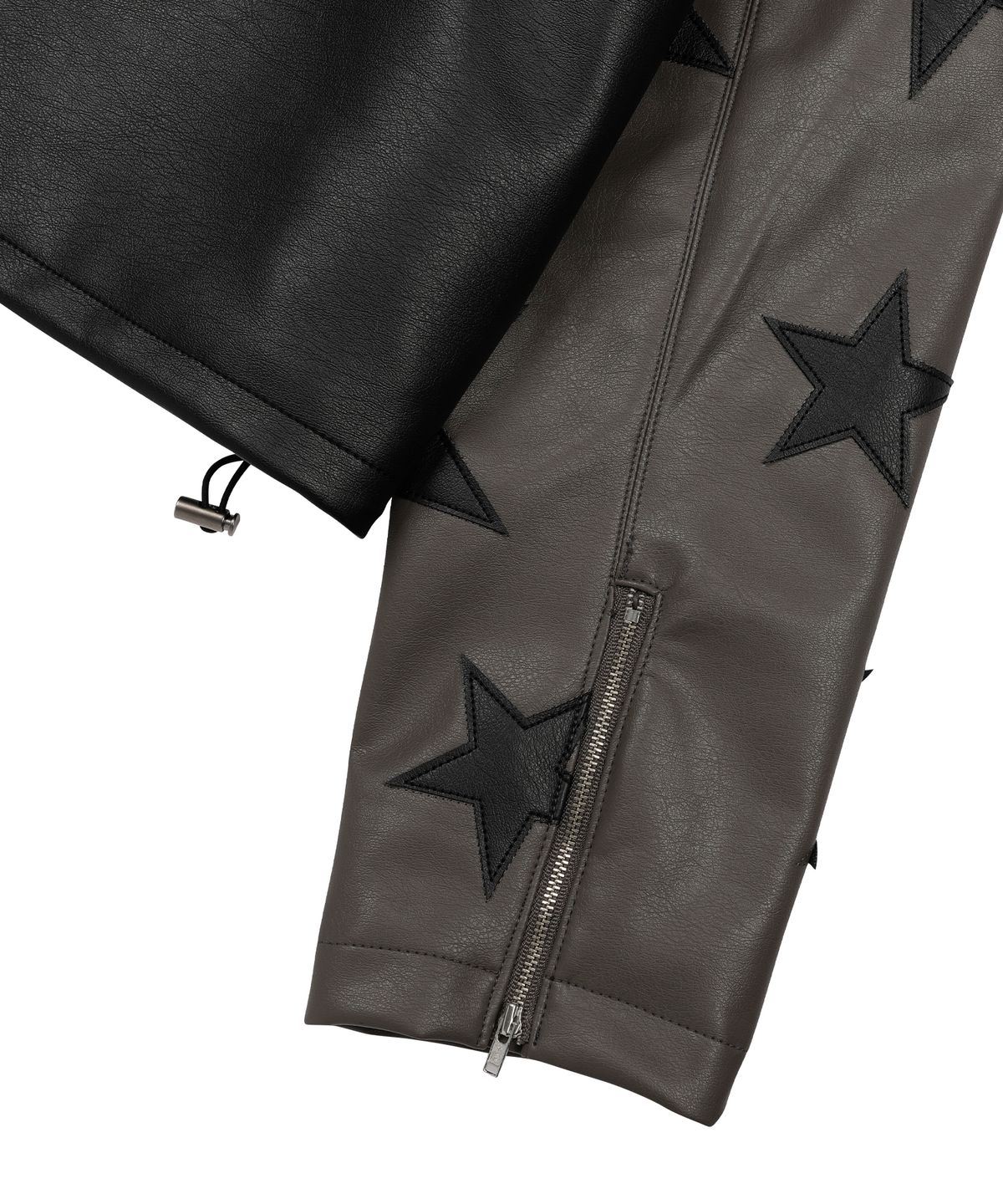 선데이후르츠마켓(SUNDAY FRUIT MARKET) W) STAR FAUX LEATHER JACKET BLACK