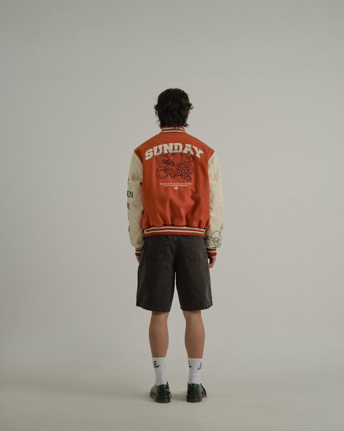 선데이후르츠마켓(SUNDAY FRUIT MARKET) GOLDEN HOUR VARSITY JACKET ORANGE
