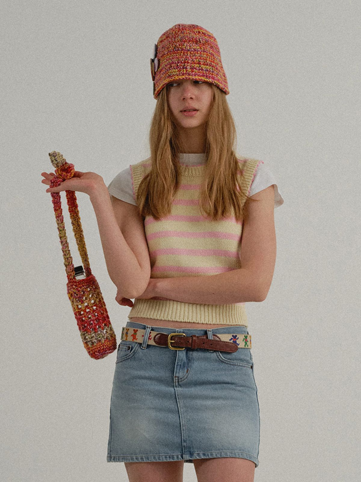 선데이후르츠마켓(SUNDAY FRUIT MARKET) W) CANDY CROPPED VEST CREAM