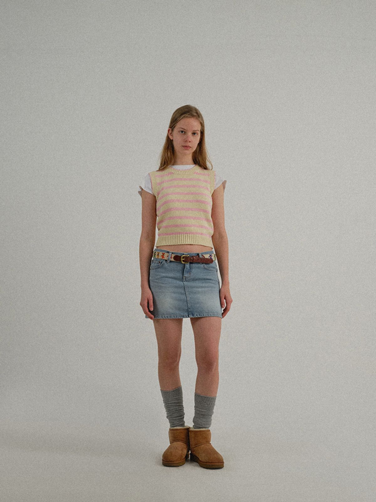 선데이후르츠마켓(SUNDAY FRUIT MARKET) W) CANDY CROPPED VEST CREAM