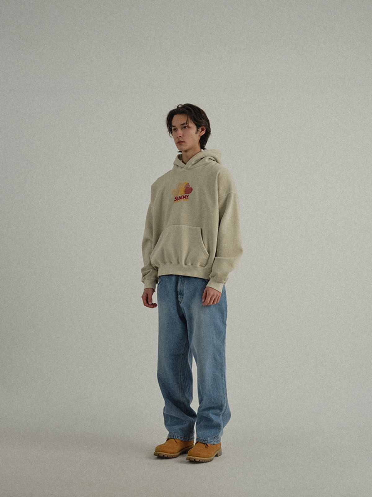 선데이후르츠마켓(SUNDAY FRUIT MARKET) PIGMENT CHERRY HOODIE BEIGE