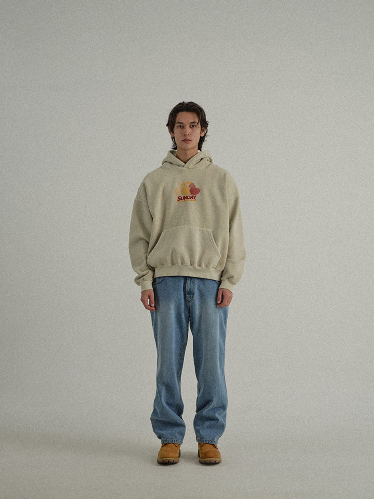선데이후르츠마켓(SUNDAY FRUIT MARKET) PIGMENT CHERRY HOODIE BEIGE
