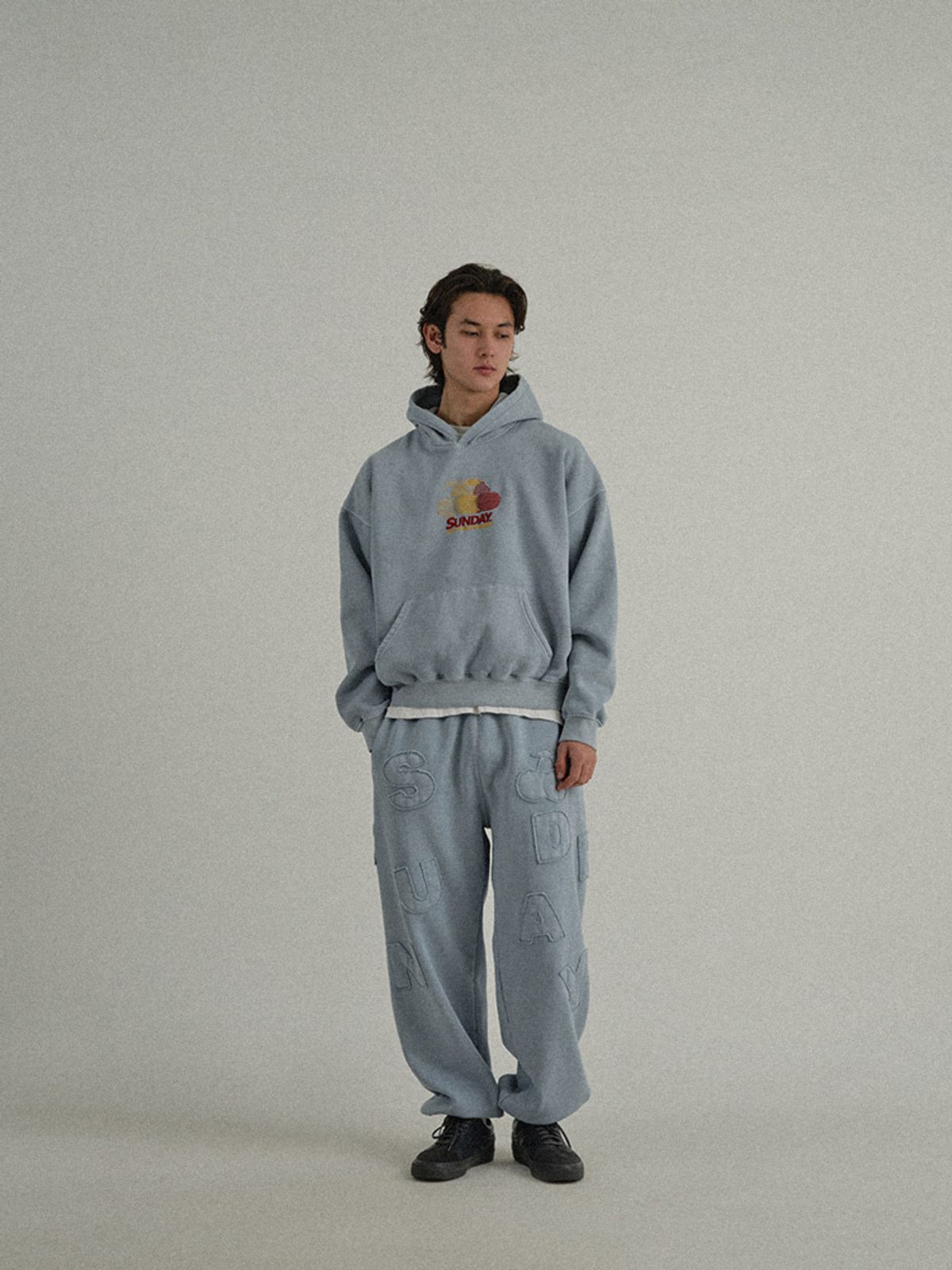 선데이후르츠마켓(SUNDAY FRUIT MARKET) PIGMENT CHERRY HOODIE SKYBLUE