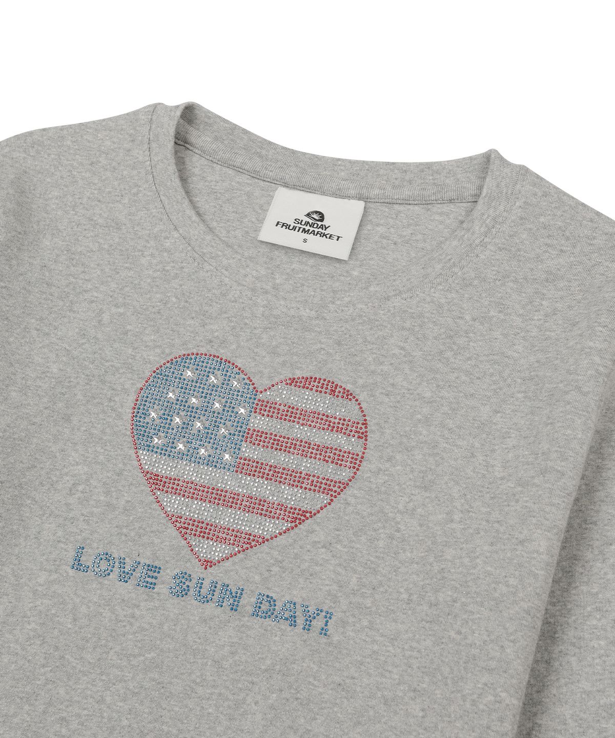 선데이후르츠마켓(SUNDAY FRUIT MARKET) W) HEART BLING LS TEE GRAY