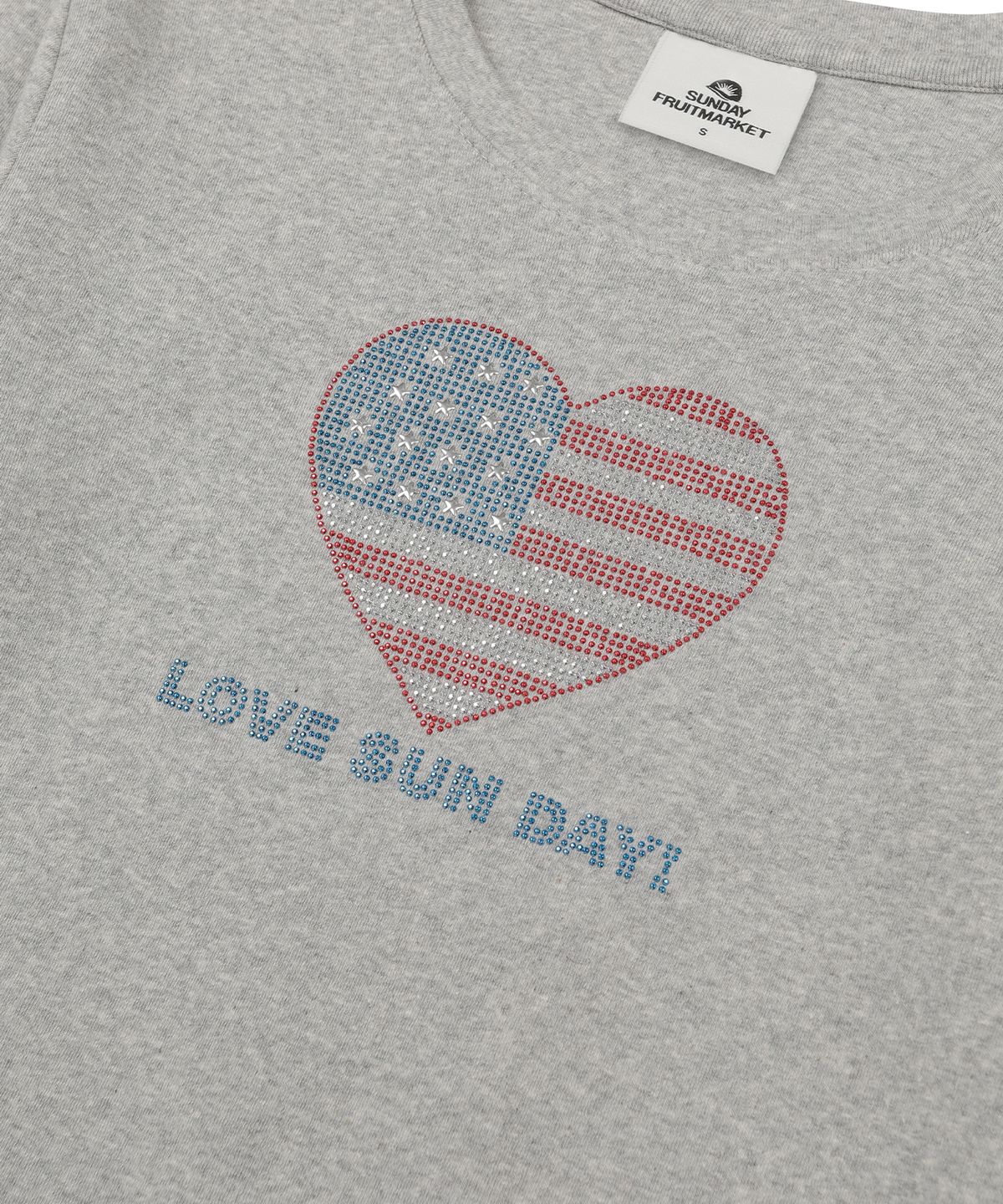 선데이후르츠마켓(SUNDAY FRUIT MARKET) W) HEART BLING LS TEE GRAY