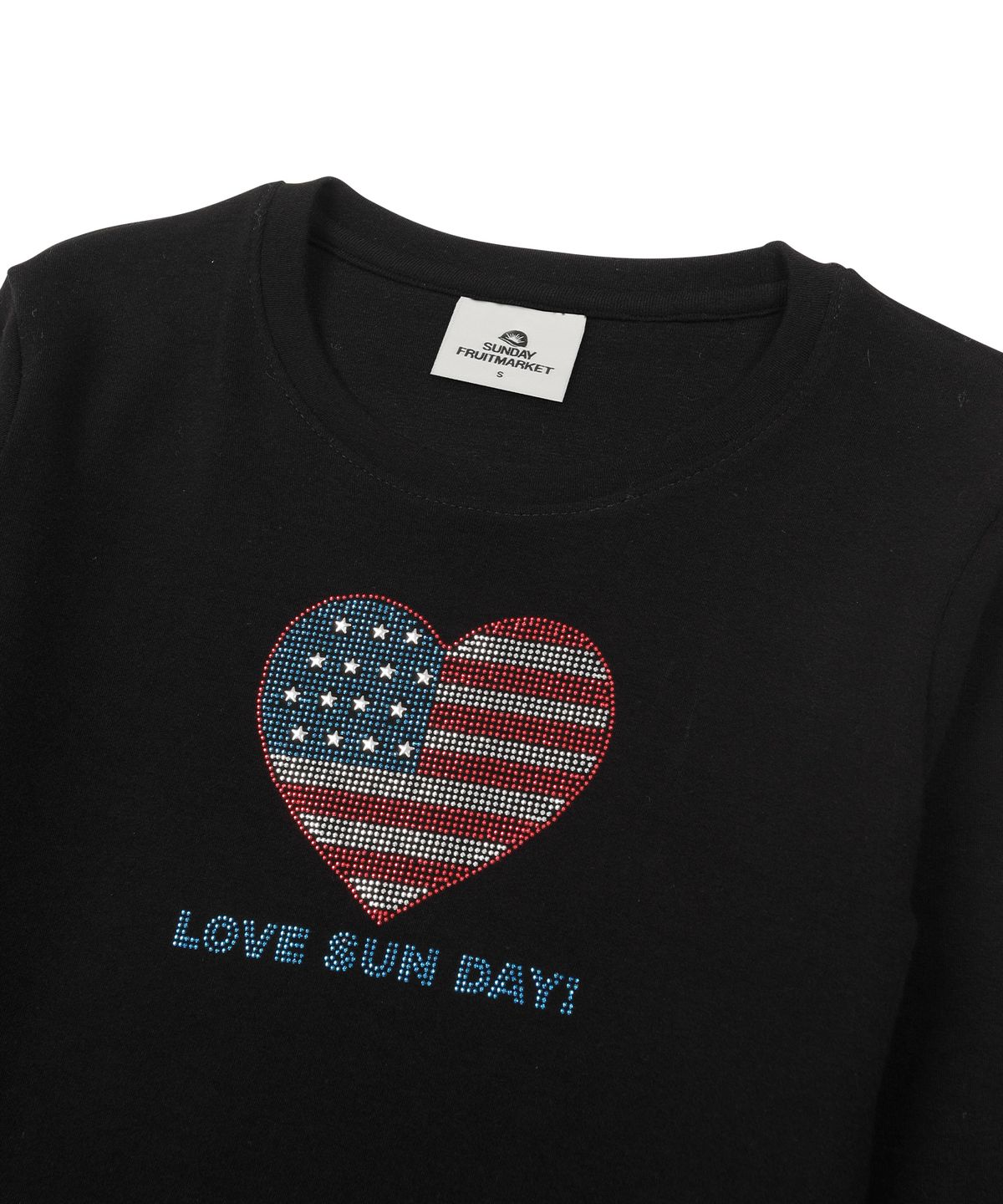 선데이후르츠마켓(SUNDAY FRUIT MARKET) W) HEART BLING LS TEE BLACK
