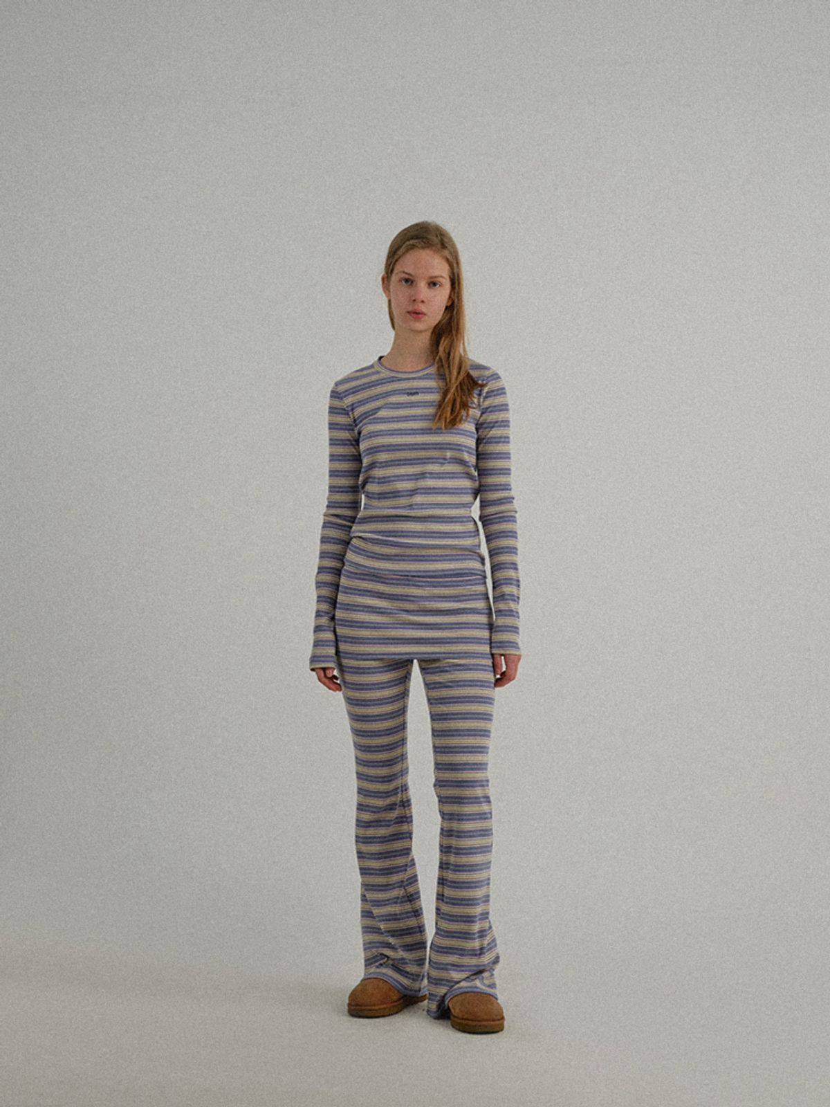 선데이후르츠마켓(SUNDAY FRUIT MARKET) W) SUN STRIPE LS TEE SKYBLUE