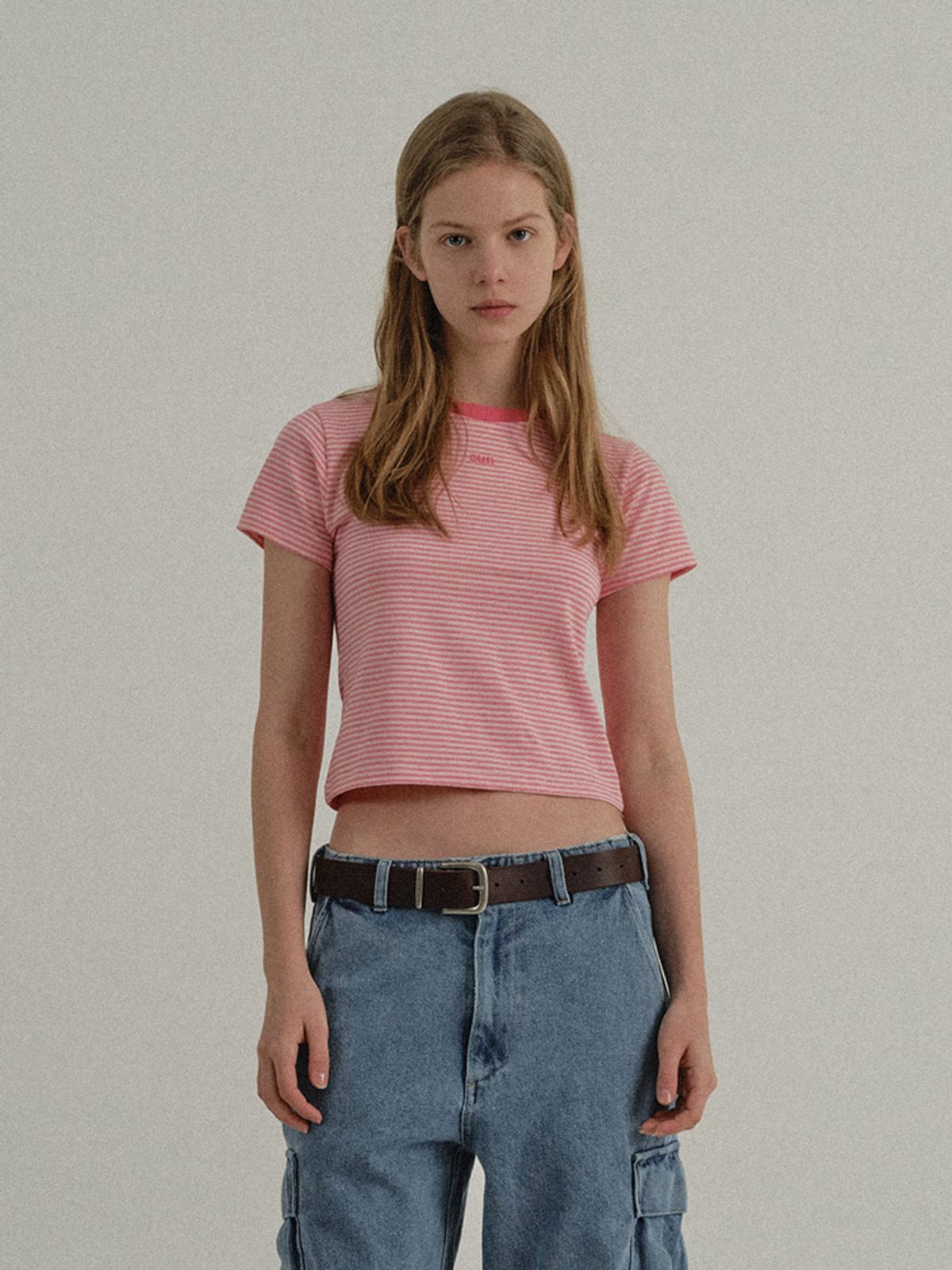선데이후르츠마켓(SUNDAY FRUIT MARKET) W) MINI SUN STRIPE TEE PINK
