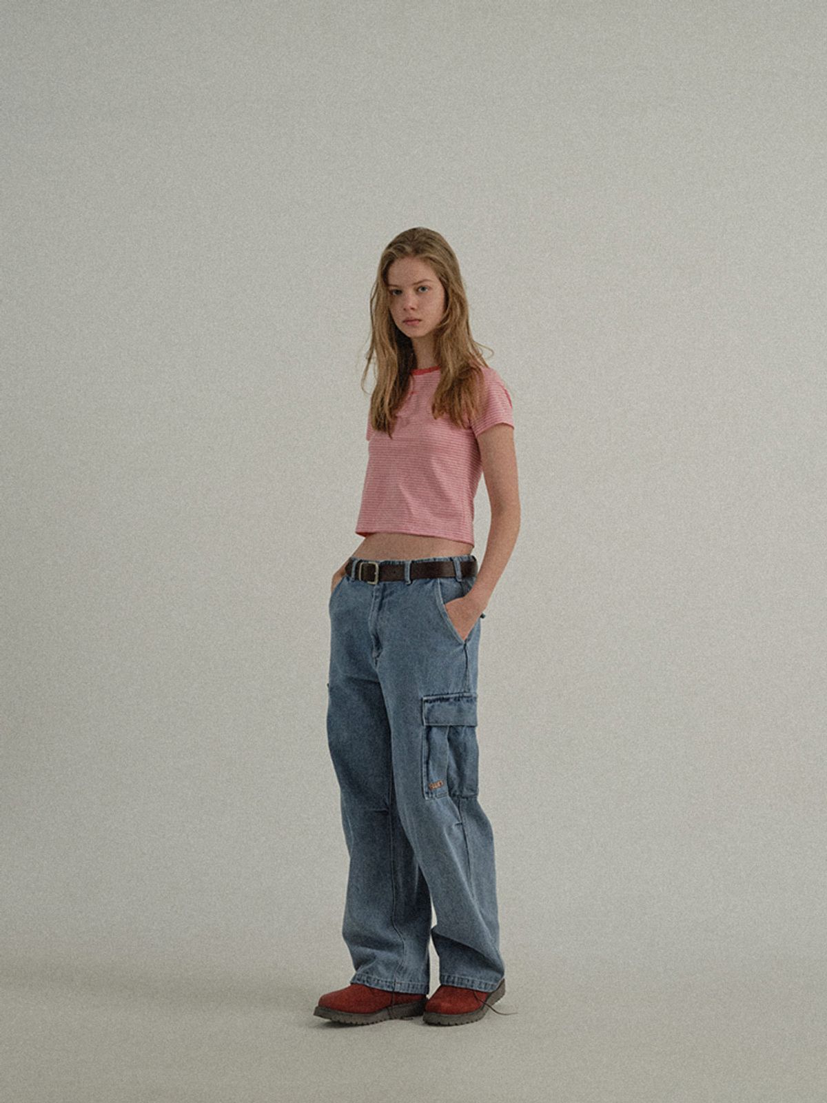 선데이후르츠마켓(SUNDAY FRUIT MARKET) W) MINI SUN STRIPE TEE PINK