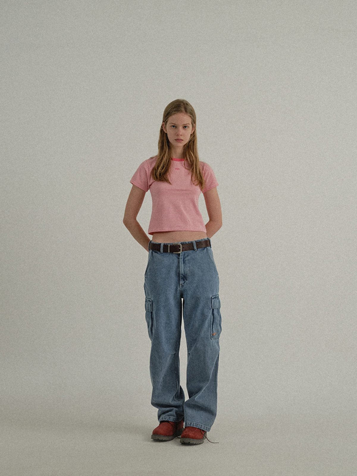 선데이후르츠마켓(SUNDAY FRUIT MARKET) W) MINI SUN STRIPE TEE PINK