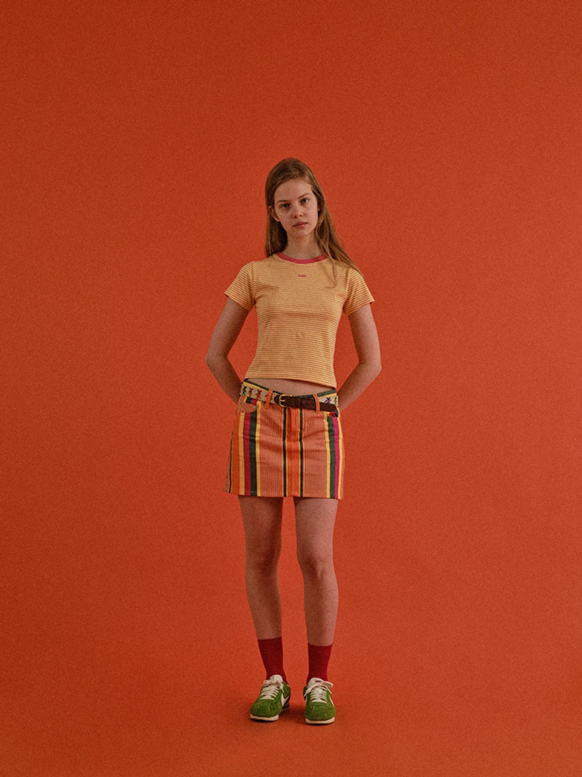 선데이후르츠마켓(SUNDAY FRUIT MARKET) W) MINI SUN STRIPE TEE LEMON