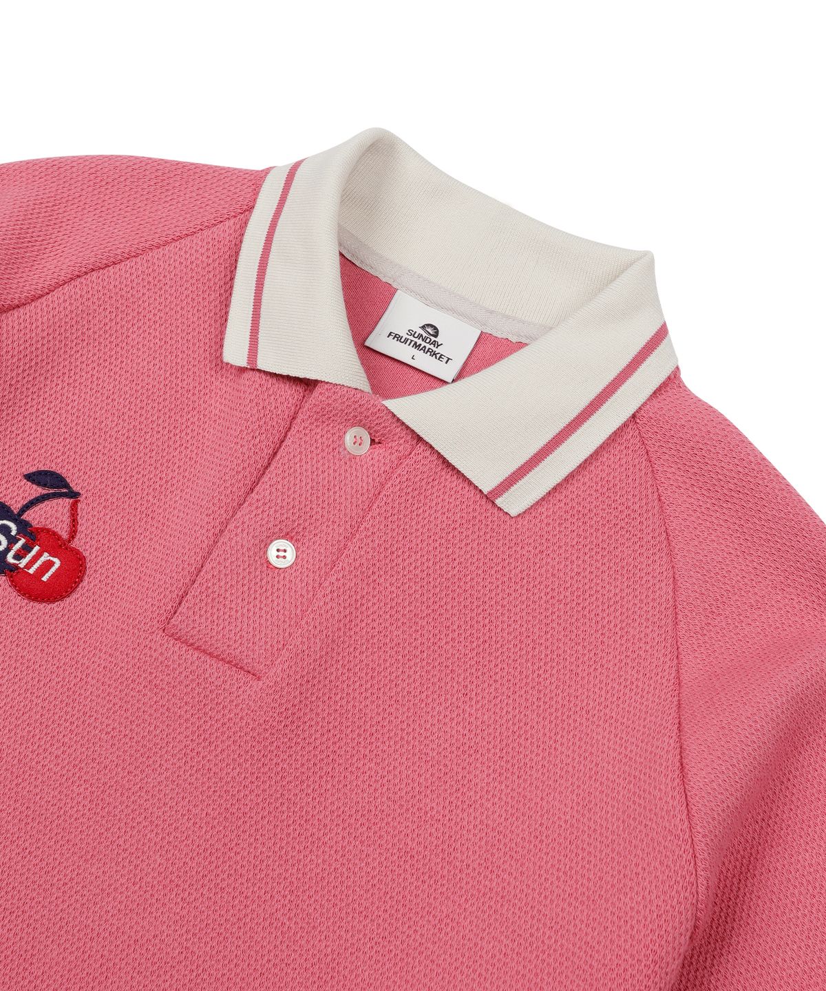 선데이후르츠마켓(SUNDAY FRUIT MARKET) W) CHERRY WAFFLE COLLAR TEE PINK