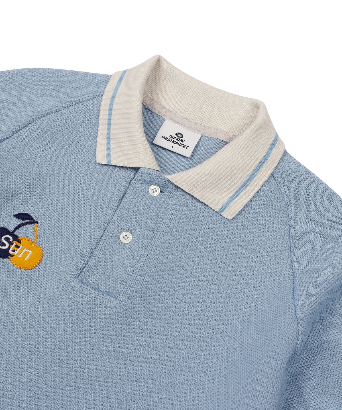 선데이후르츠마켓(SUNDAY FRUIT MARKET) W) CHERRY WAFFLE COLLAR TEE SKYBLUE