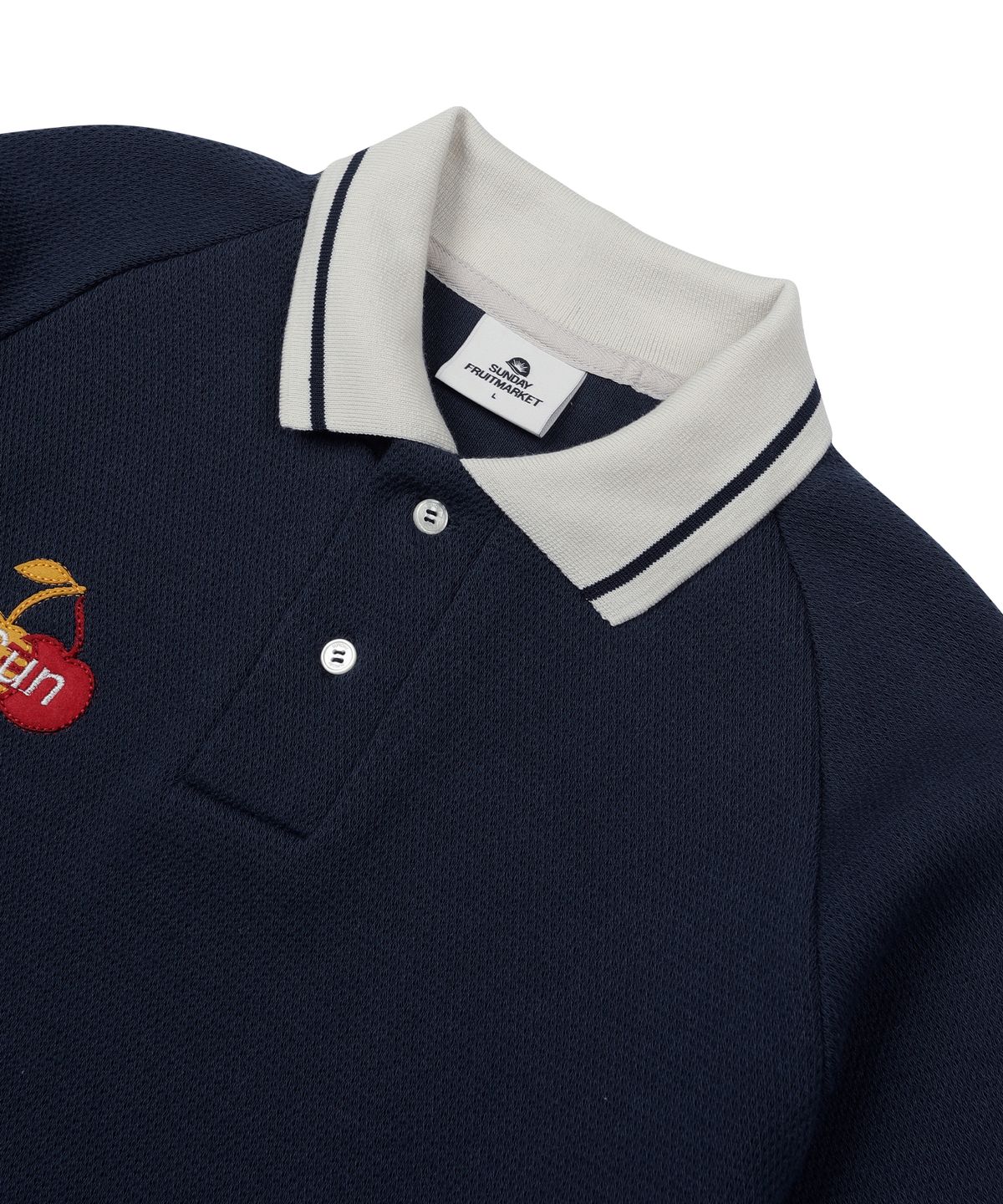 선데이후르츠마켓(SUNDAY FRUIT MARKET) W) CHERRY WAFFLE COLLAR TEE NAVY