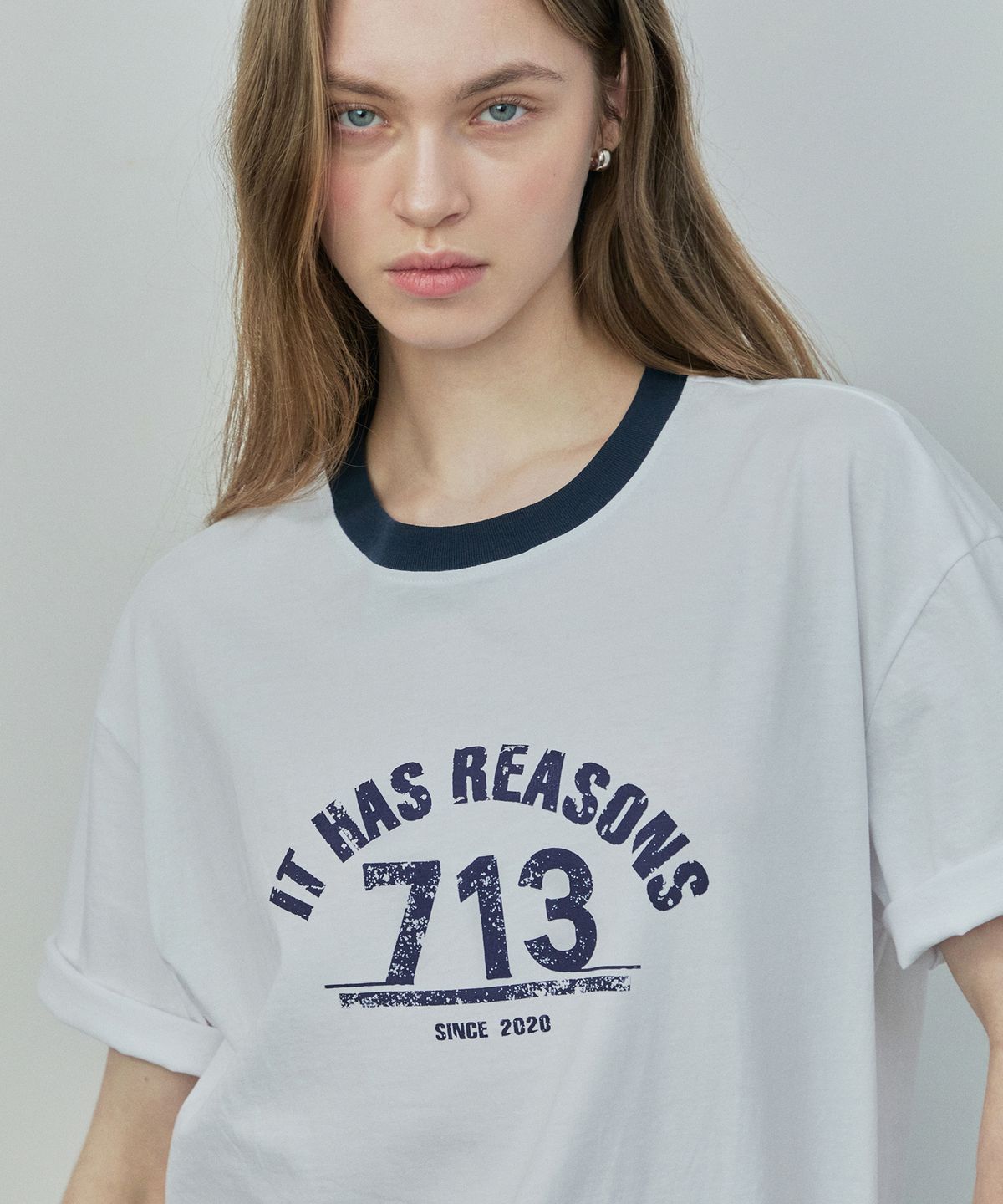 아이에이치알(IHR) 713 하프 슬리브 티셔츠 / 화이트