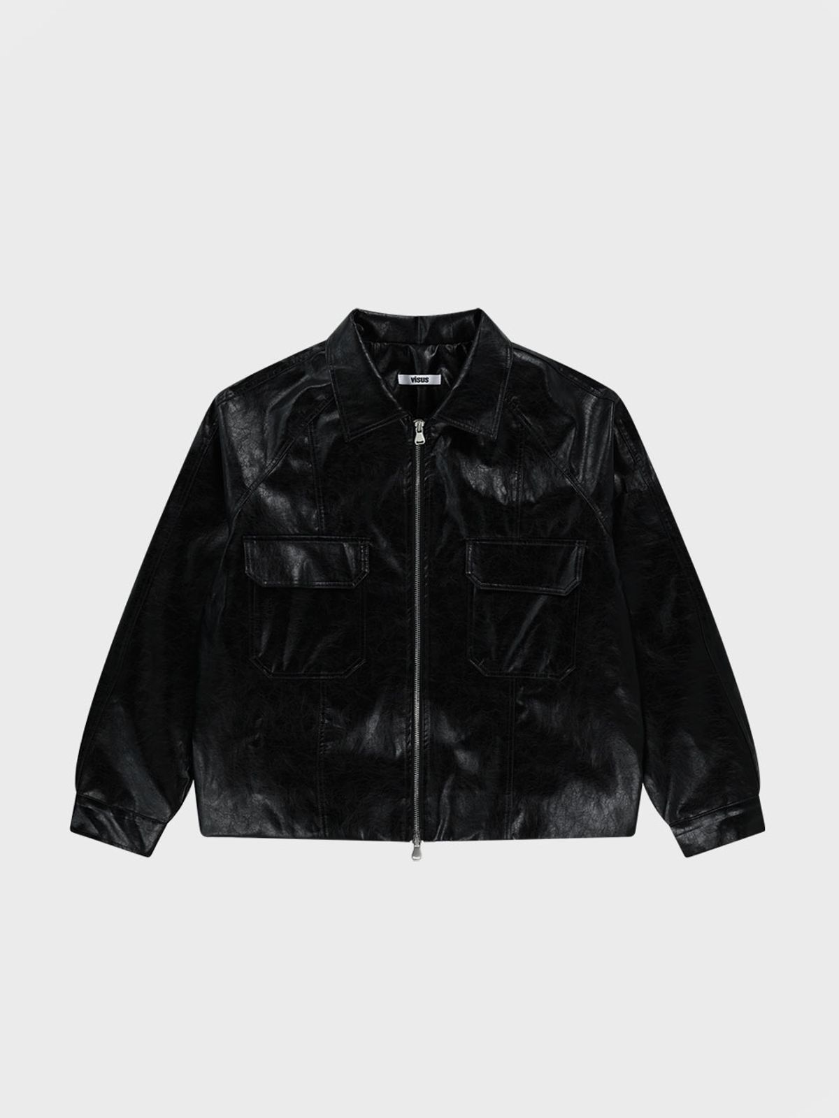 비수스(VISUS) Leather Bomber Jacket_Black