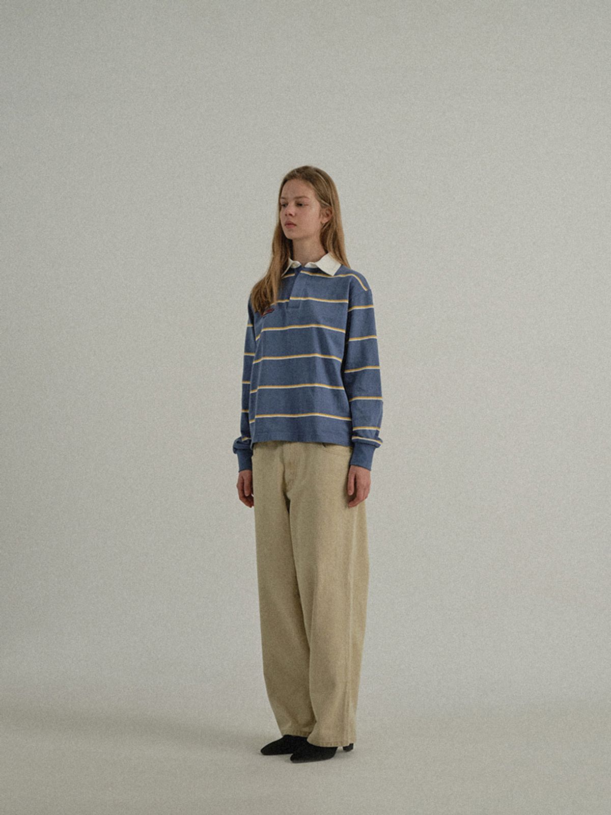 선데이후르츠마켓(SUNDAY FRUIT MARKET) W) SUN STRIPE COLLAR TEE BLUE