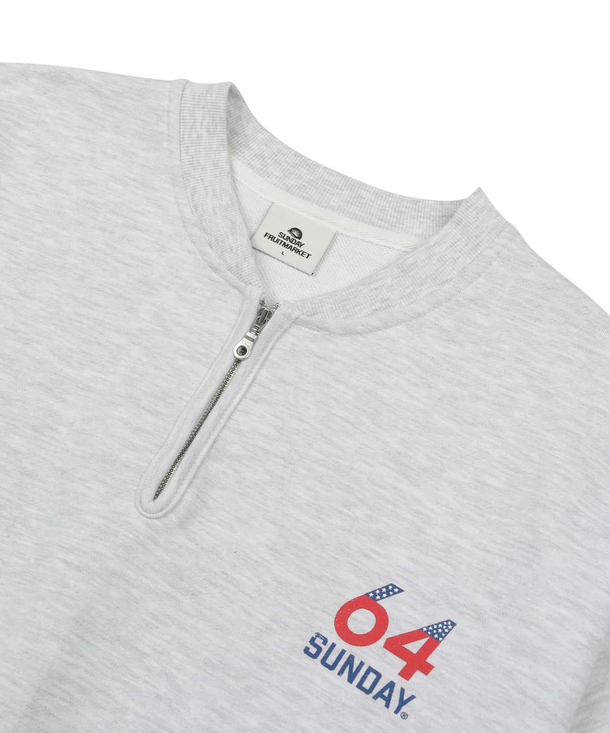 선데이후르츠마켓(SUNDAY FRUIT MARKET) FLAG HALF ZIP SWEATSHIRT GRAY