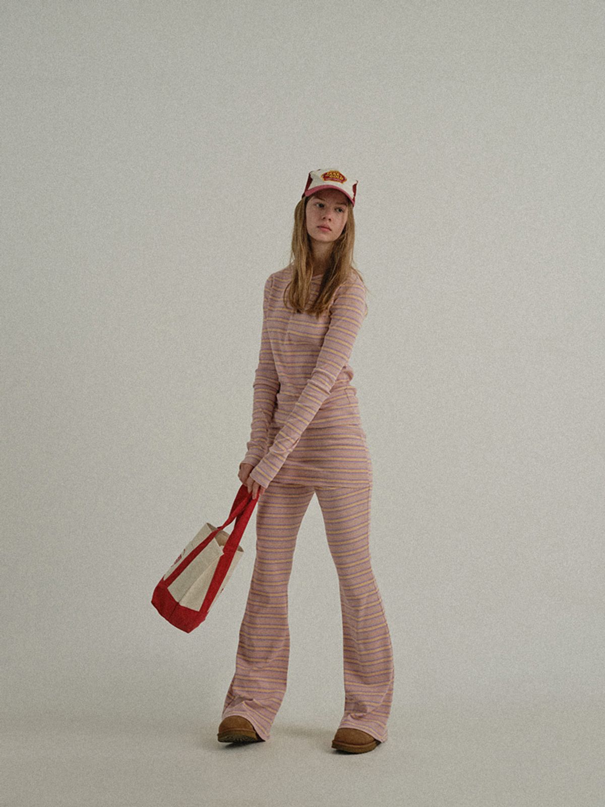 선데이후르츠마켓(SUNDAY FRUIT MARKET) W) STRIPE FLARE PANT PINK