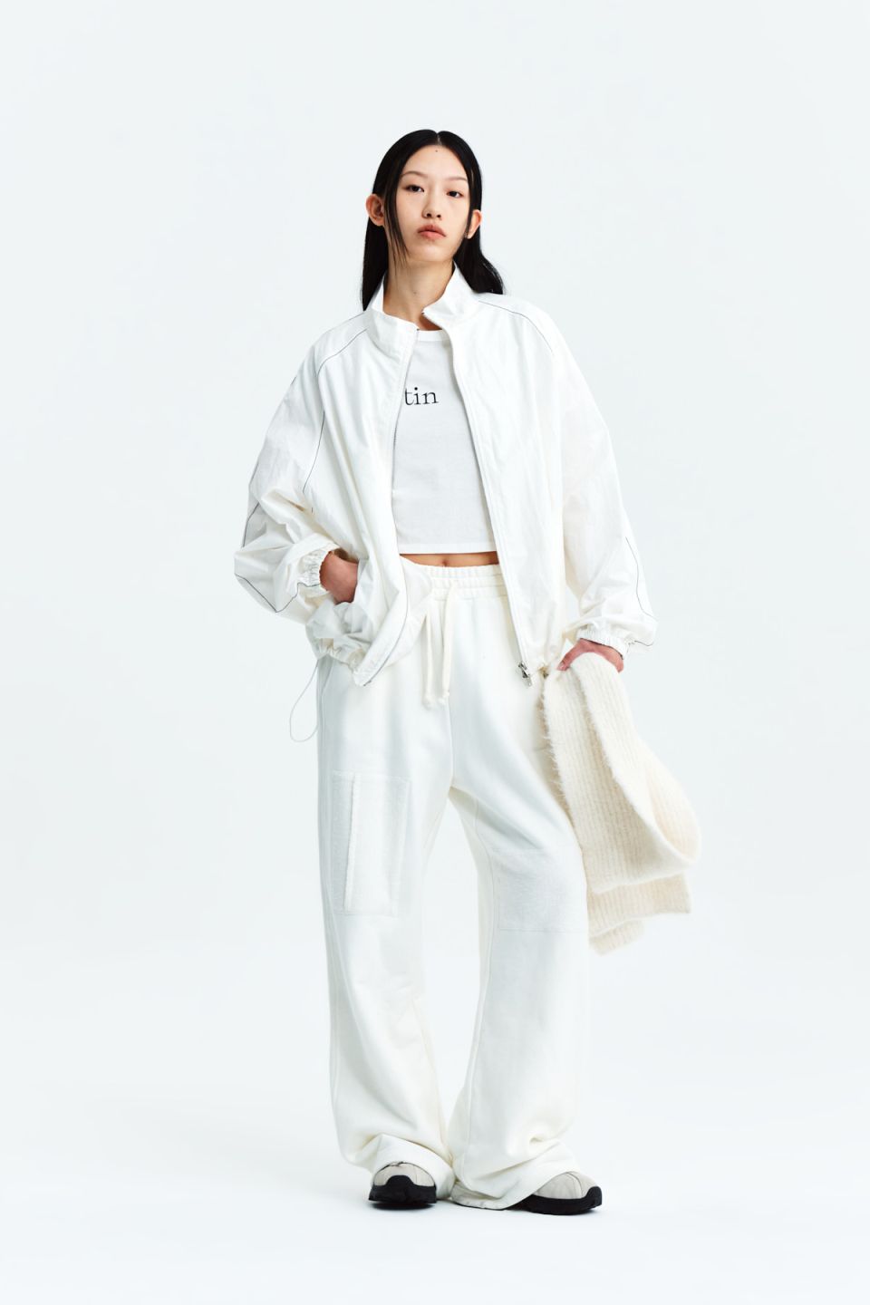 MUSINSA公式 | MATIN KIM MATIN KIM LOGO COATING JUMPER IN IVORY