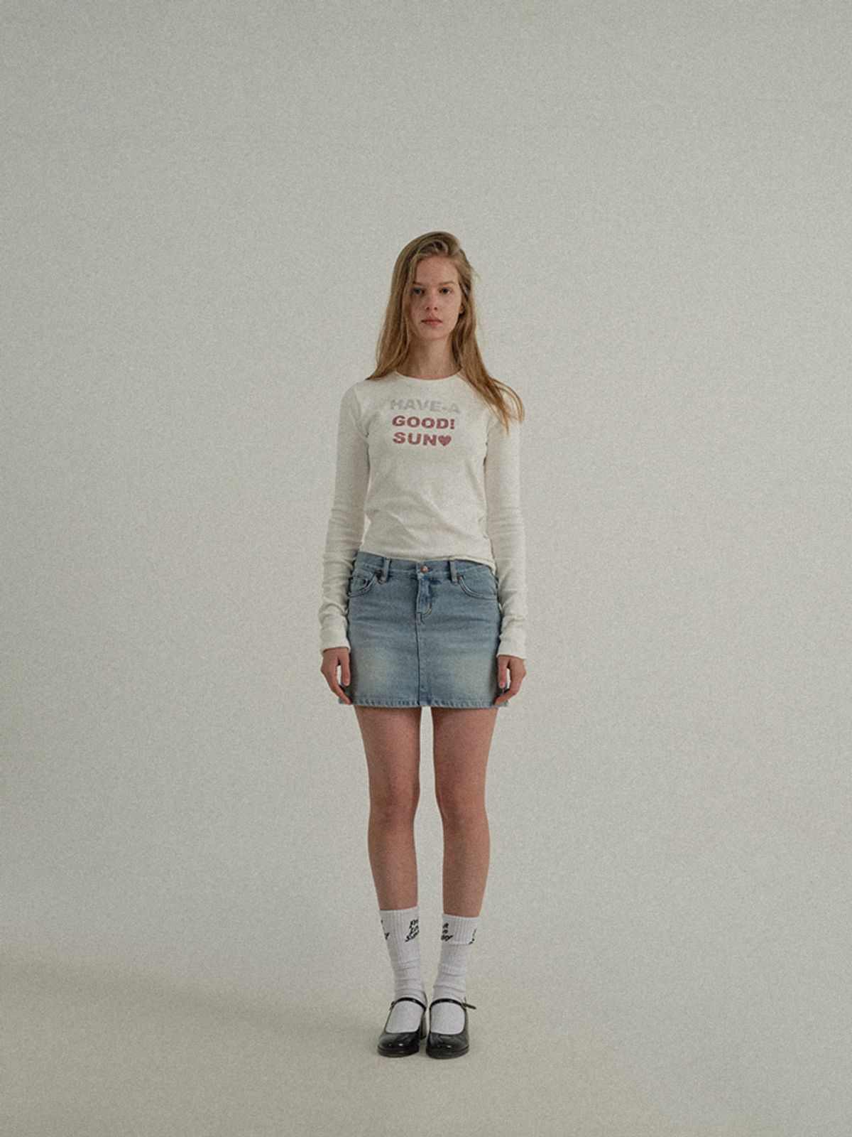 선데이후르츠마켓(SUNDAY FRUIT MARKET) W) SUNDAY DENIM SKIRT LIGHT DENIM