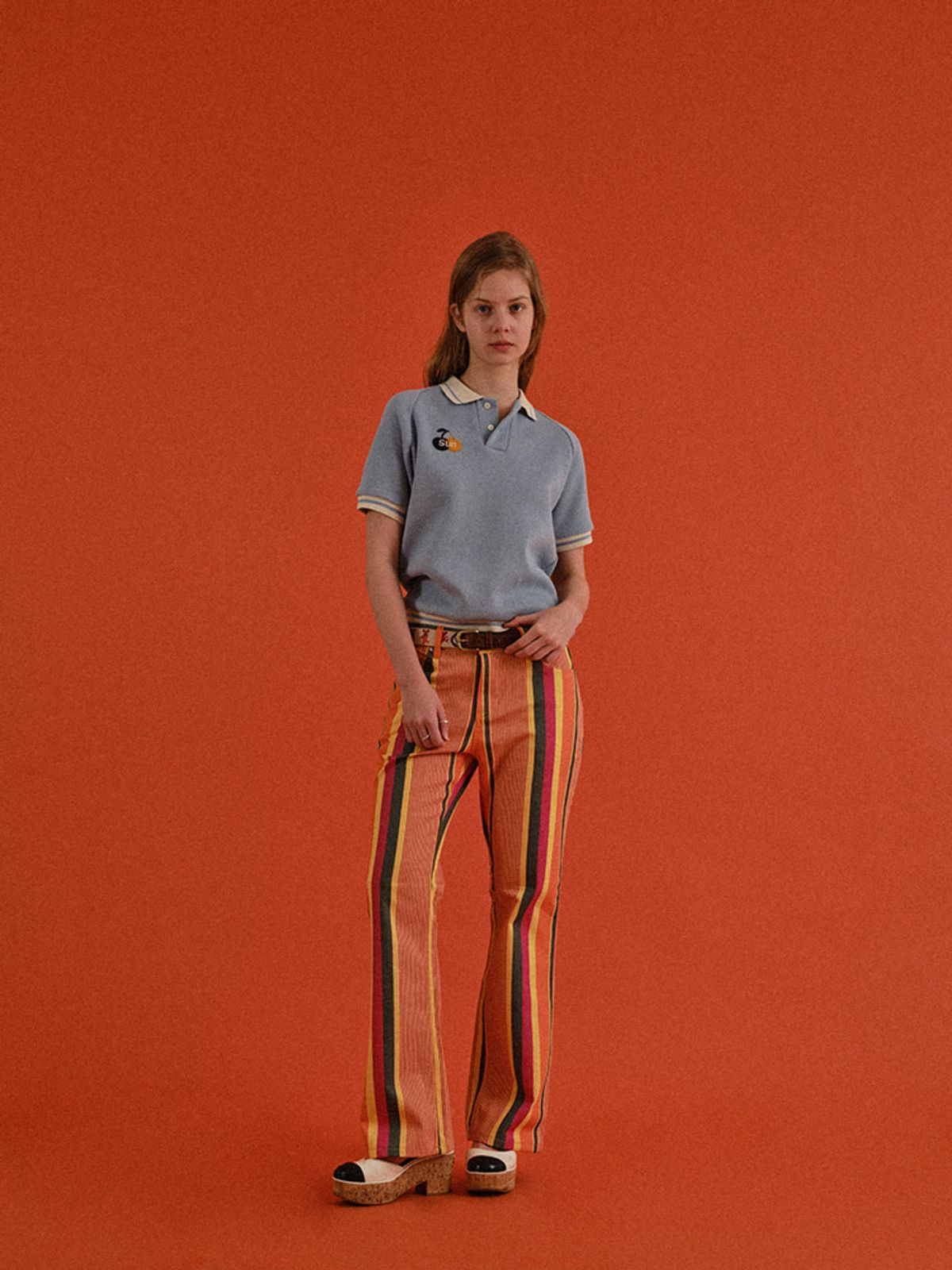 선데이후르츠마켓(SUNDAY FRUIT MARKET) W) FRUIT STRIPE PANT ORANGE