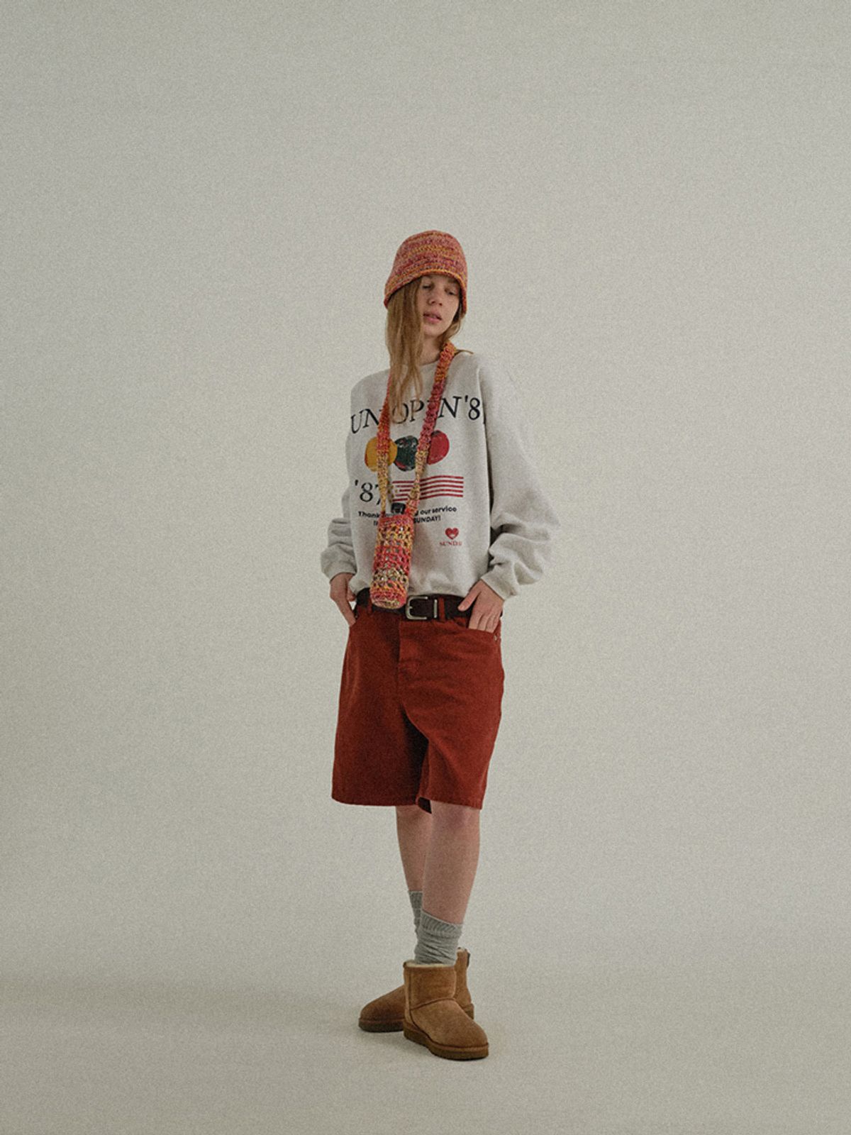 선데이후르츠마켓(SUNDAY FRUIT MARKET) SUNDAY KNIT CROSS BAG ORANGE