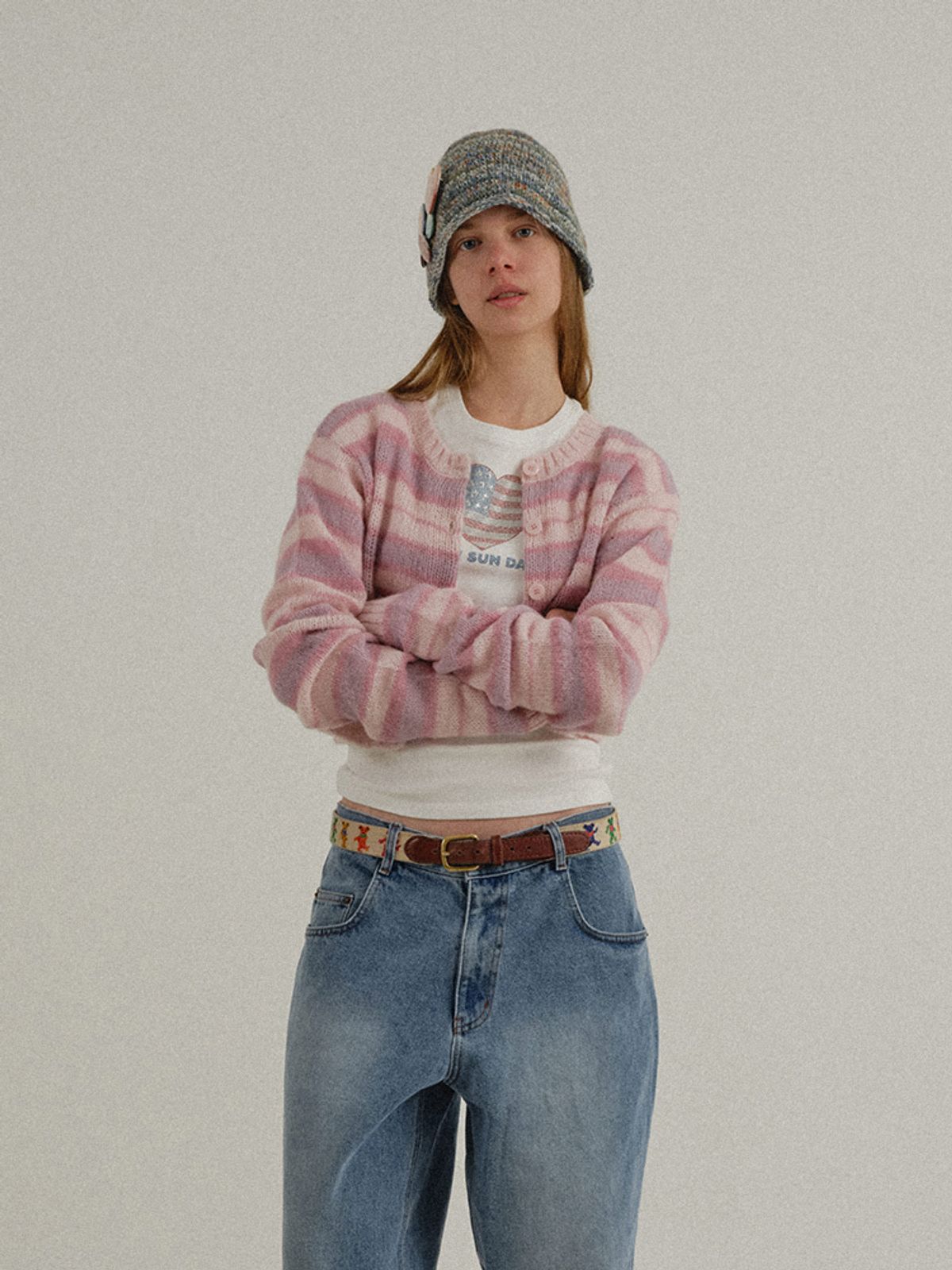 선데이후르츠마켓(SUNDAY FRUIT MARKET) SUNDAY KNIT BUCKET HAT BLUE