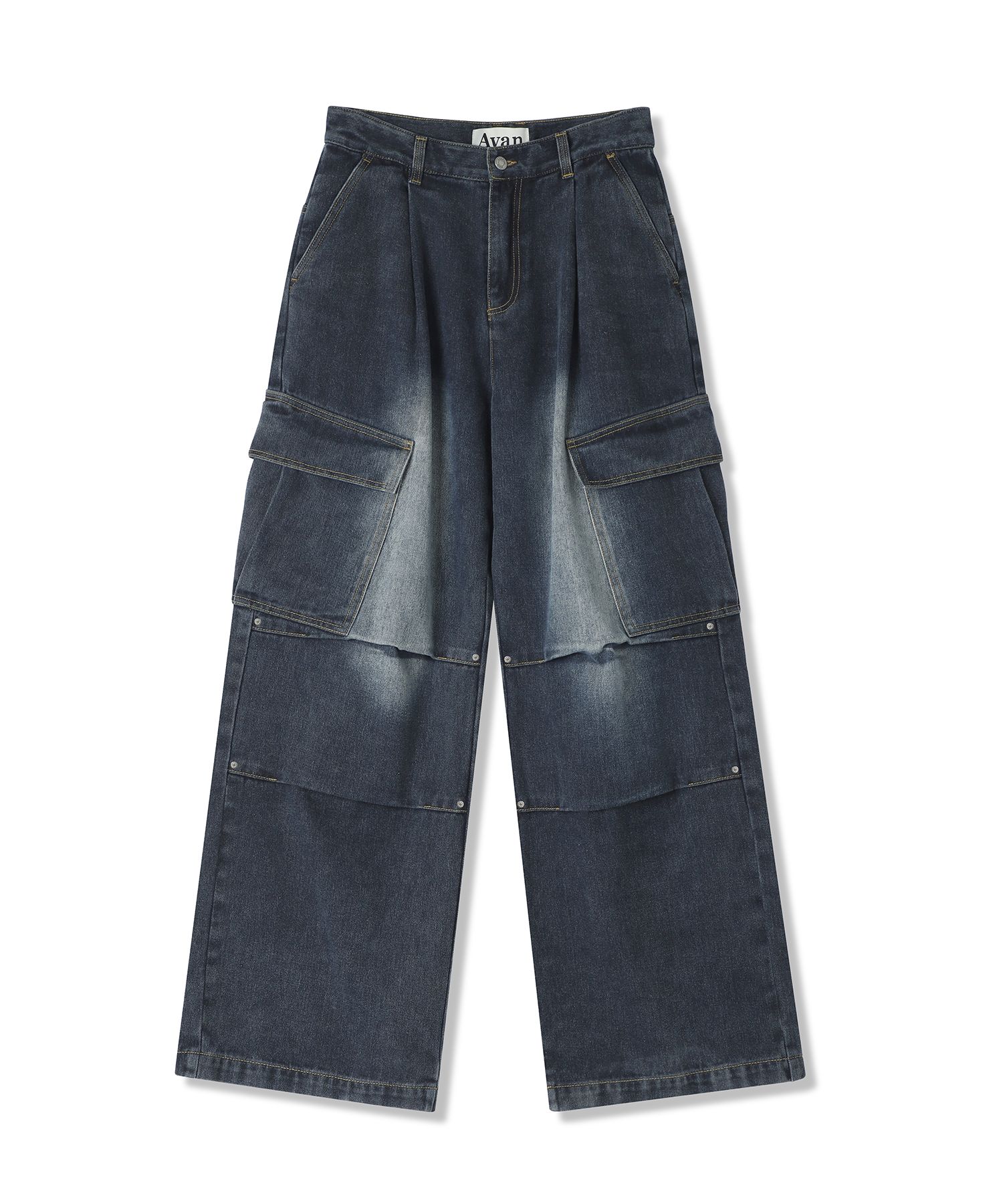 MUSINSA | AVANDRESS Side Big Cargo Pants DEEP BLUE