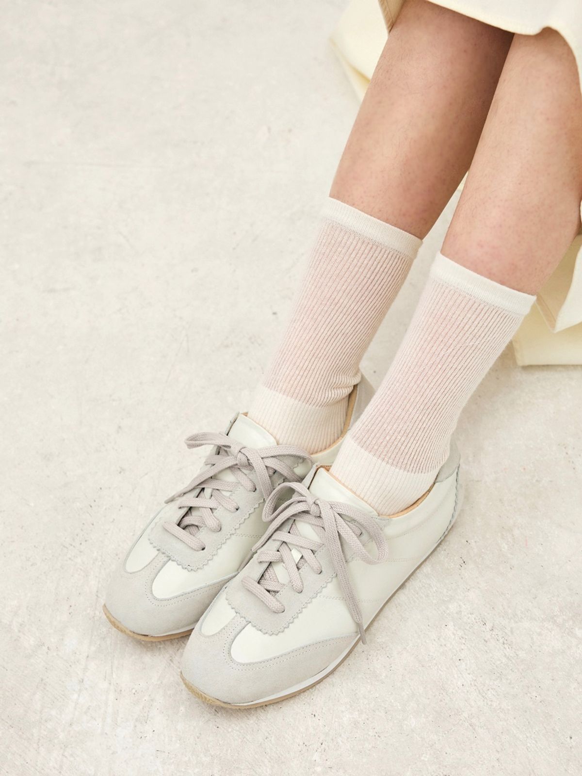 쥬다르(JEU DART) suede combi sneakers ivory