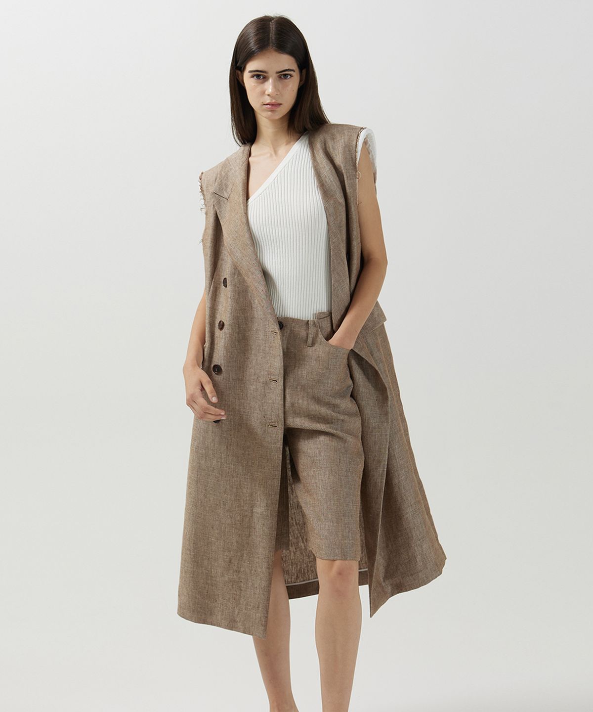 므아므(MMAM) Linen origami long vest