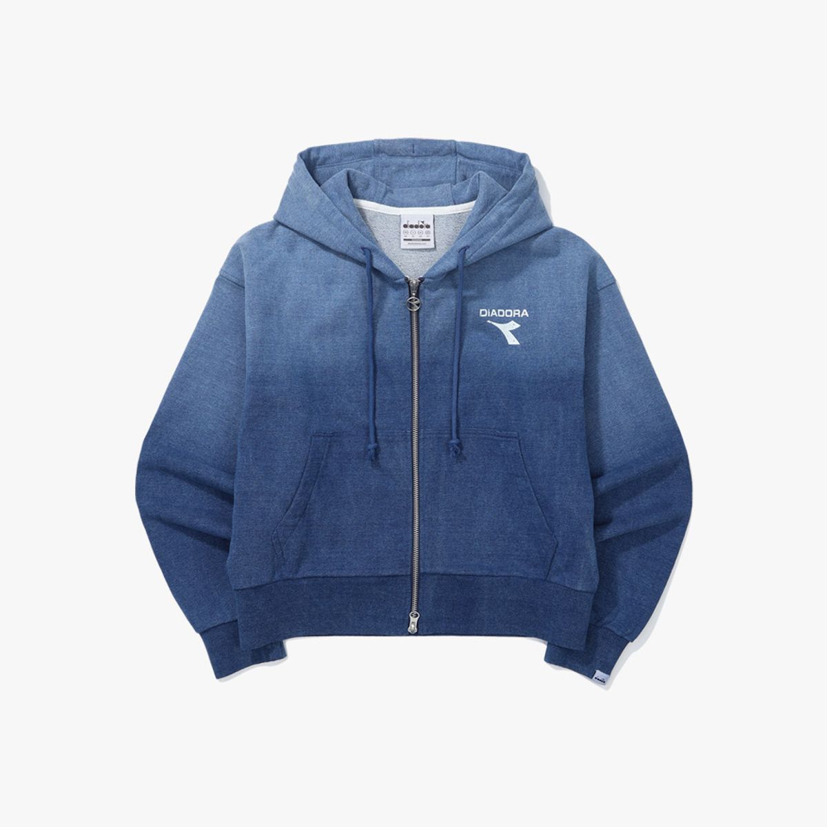 디아도라(diadora) 데님 워싱 후드 집업 자켓 우먼 DENIM