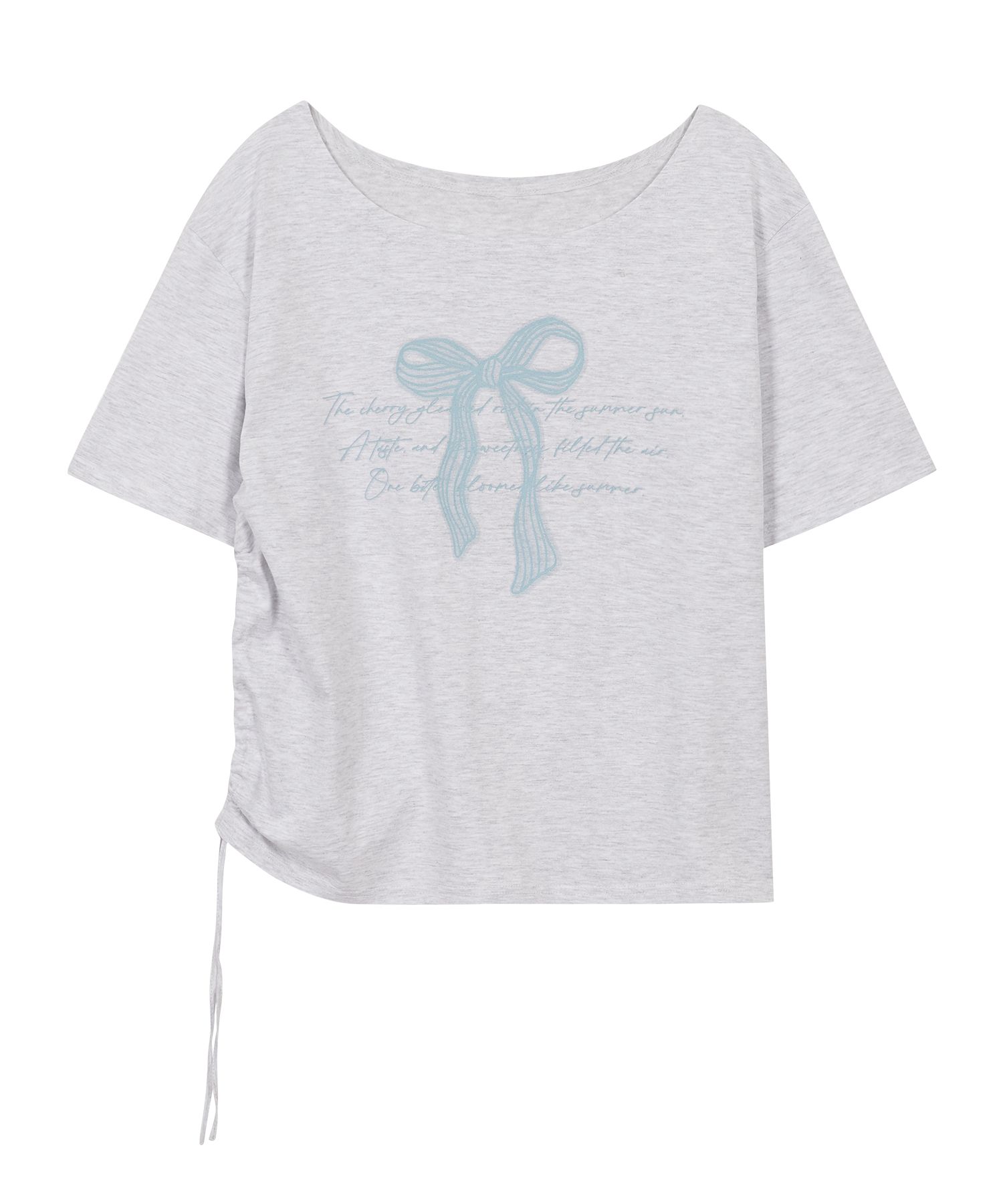 ★ILLIGO★ Ribbon shirring off-shoulder t-shirt back melange MUSINSA | ILLIGO Ribbon shirring off-shoulder t-shirt back