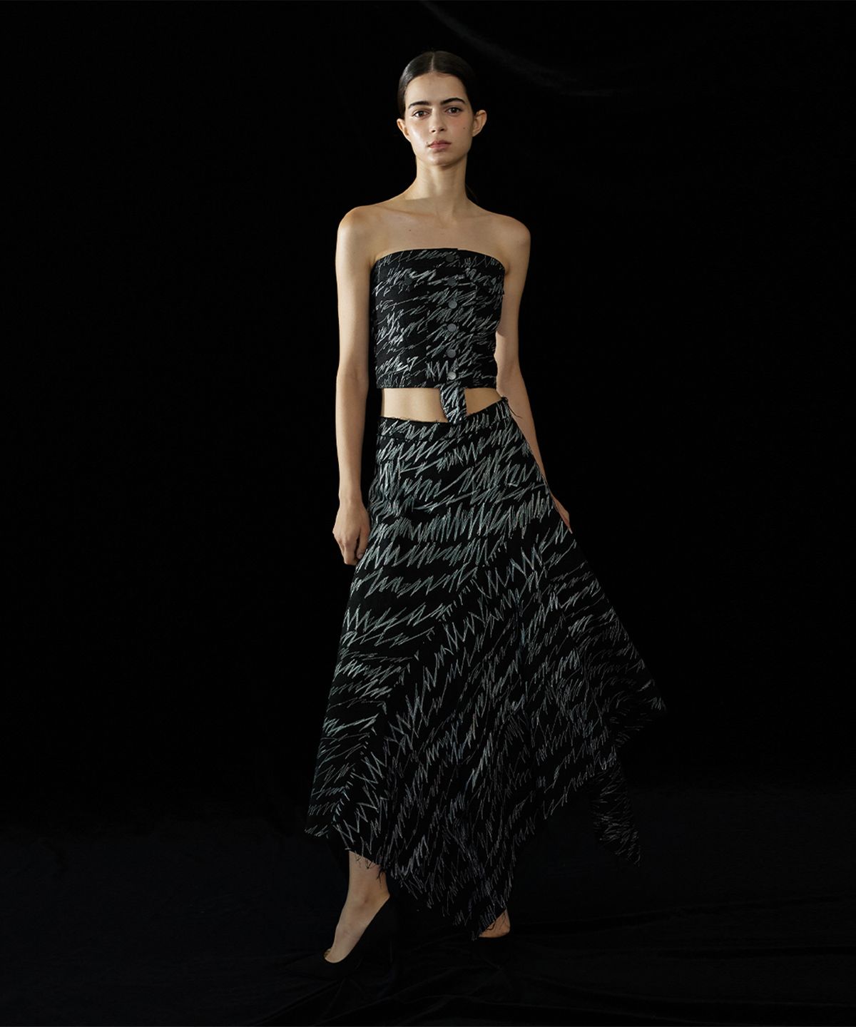 므아므(MMAM) Stitch flared skirt