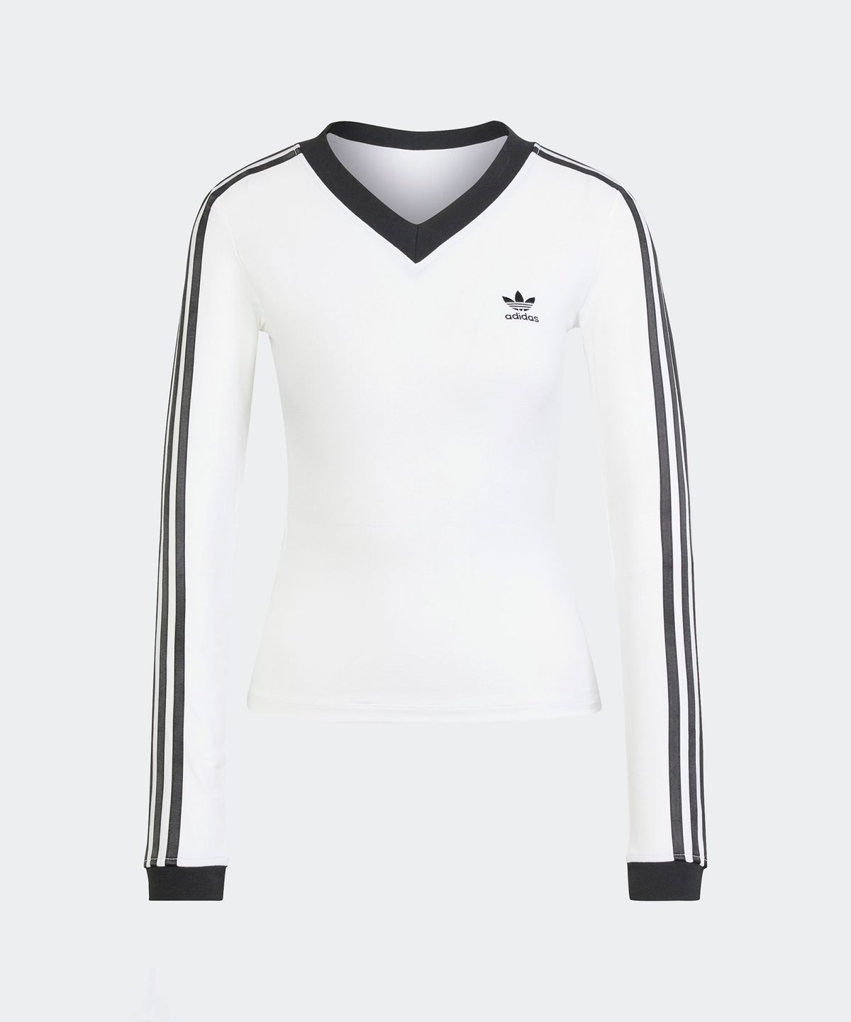 아디다스(ADIDAS) 브이넥 긴팔 셔츠 - 화이트 / JC8154