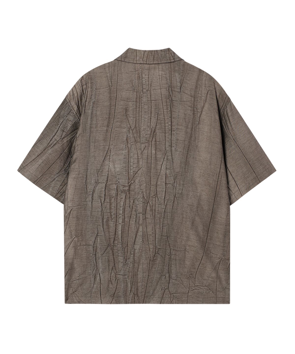 웨슬리 휴스턴(WESLEYHYUSTON) Crinkle linen open collar half shirt dark brown