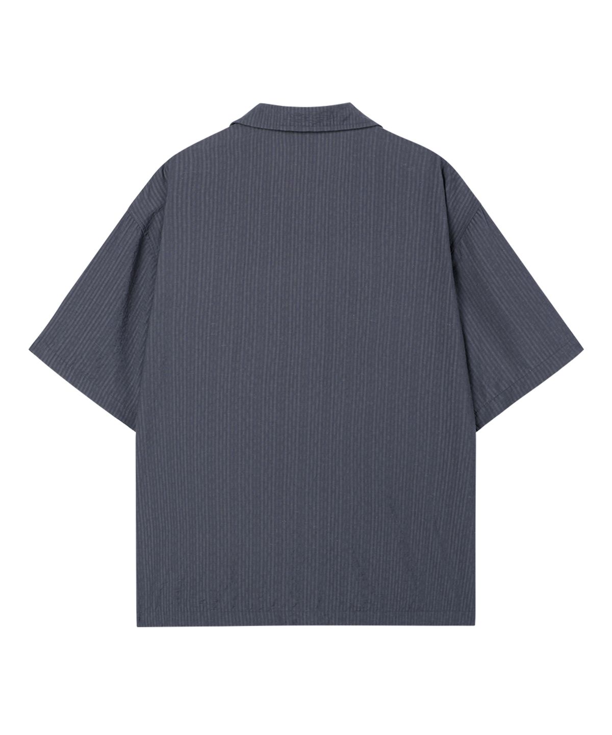 웨슬리 휴스턴(WESLEYHYUSTON) Heritage stripe linen half shirt dark blue