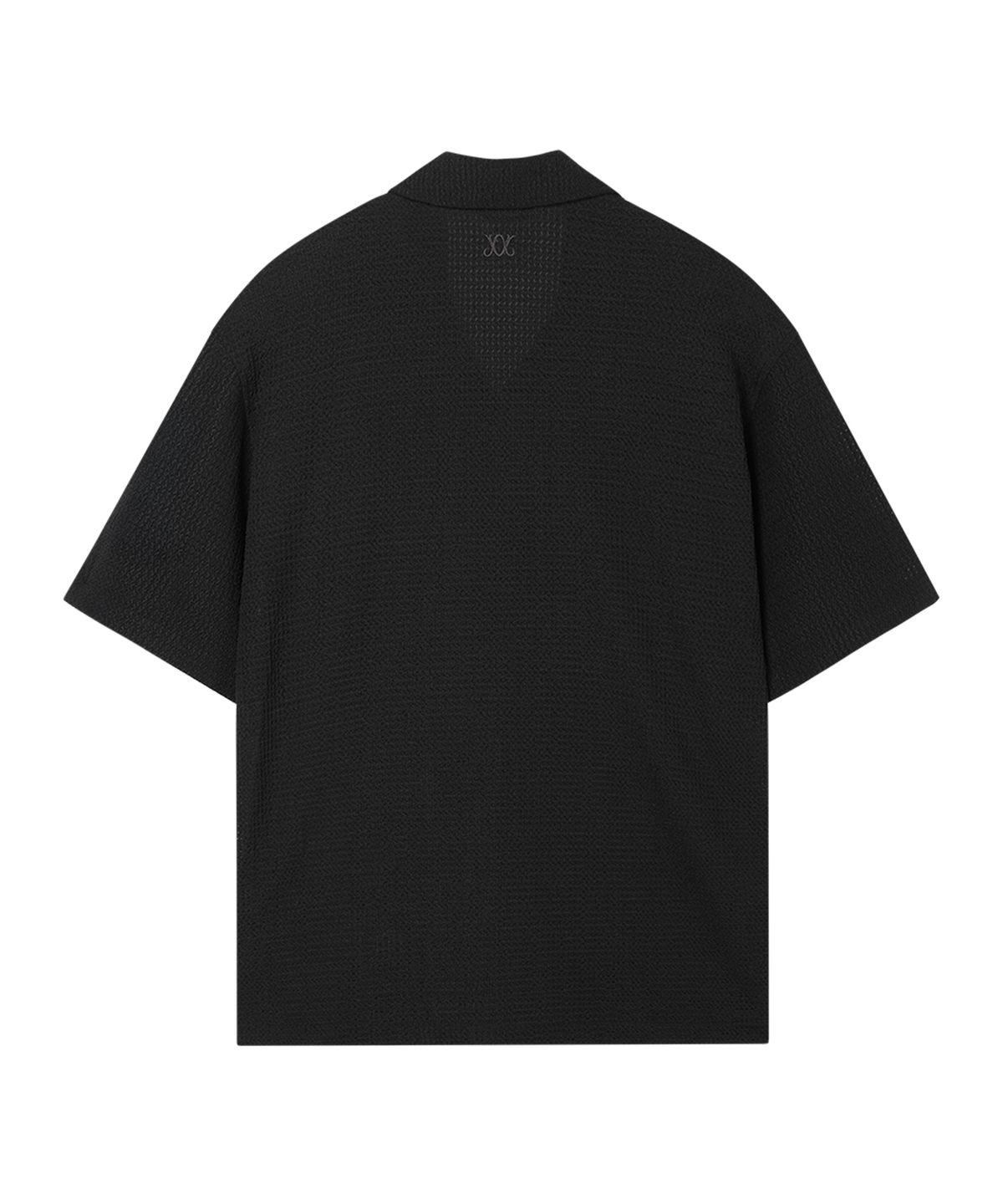 웨슬리 휴스턴(WESLEYHYUSTON) Breeze open collar half knit shirt black