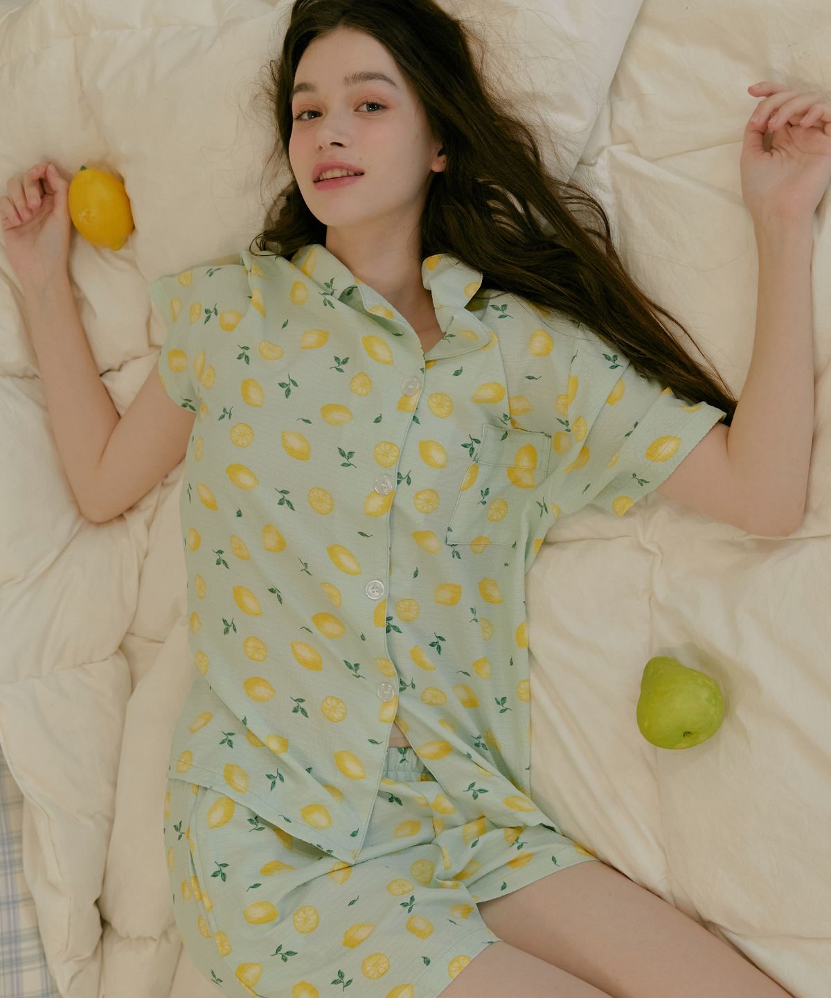 댑(DAB) 레몬시아 프리브 카라 잠옷세트 여성용