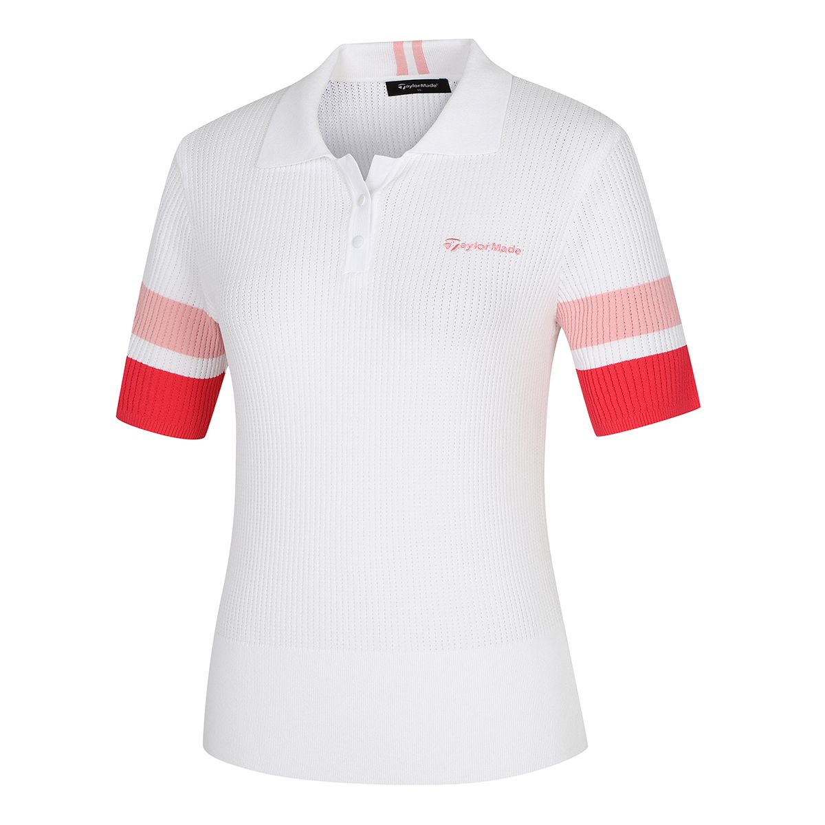 테일러메이드 어패럴(TAYLORMADE APPAREL) 여성 배색 카라 반팔 니트 TSO-61HG22-100