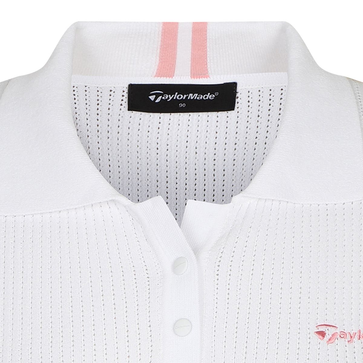 테일러메이드 어패럴(TAYLORMADE APPAREL) 여성 배색 카라 반팔 니트 TSO-61HG22-100