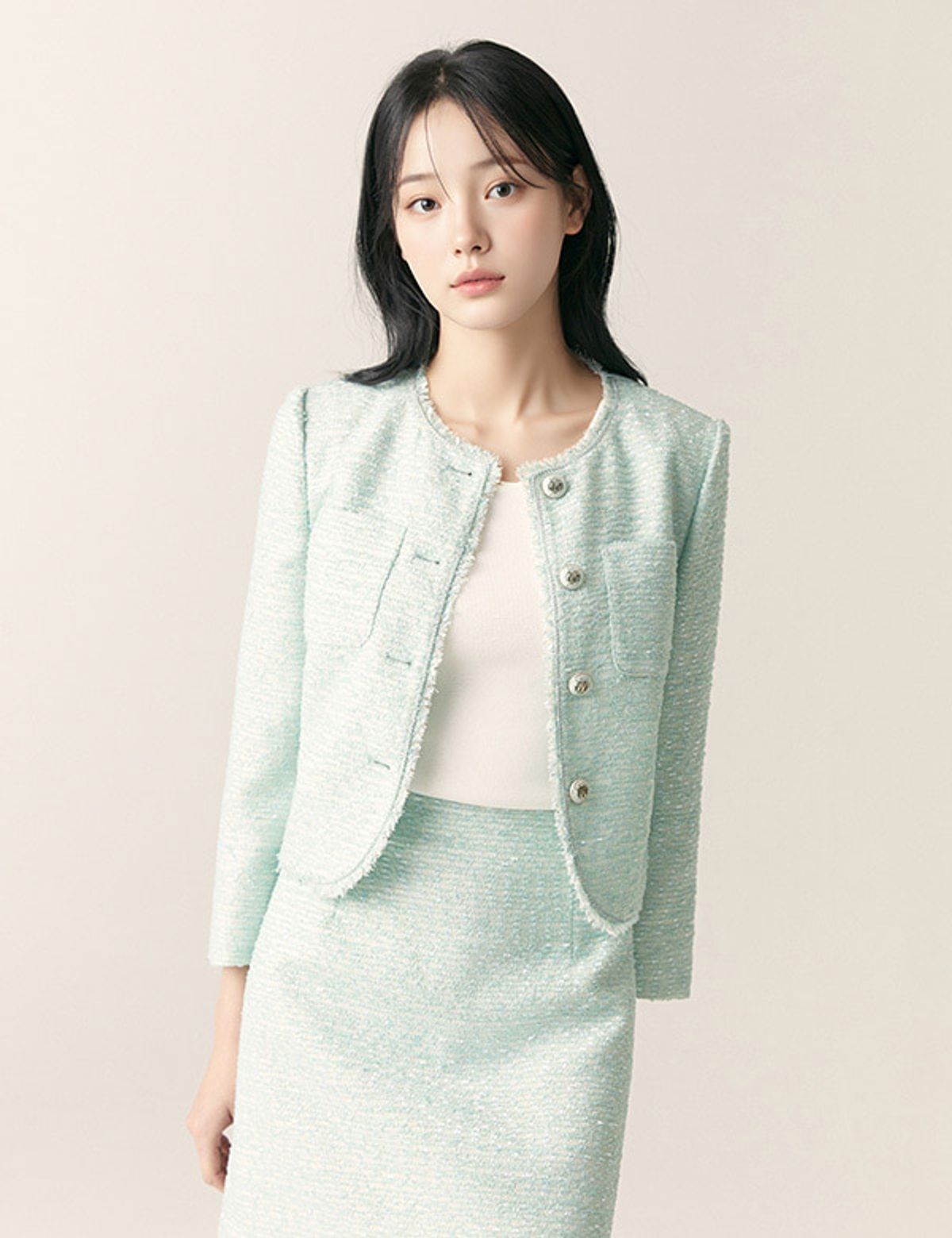로엠(ROEM) 트위드 미니 스커트_RMWHF24S51