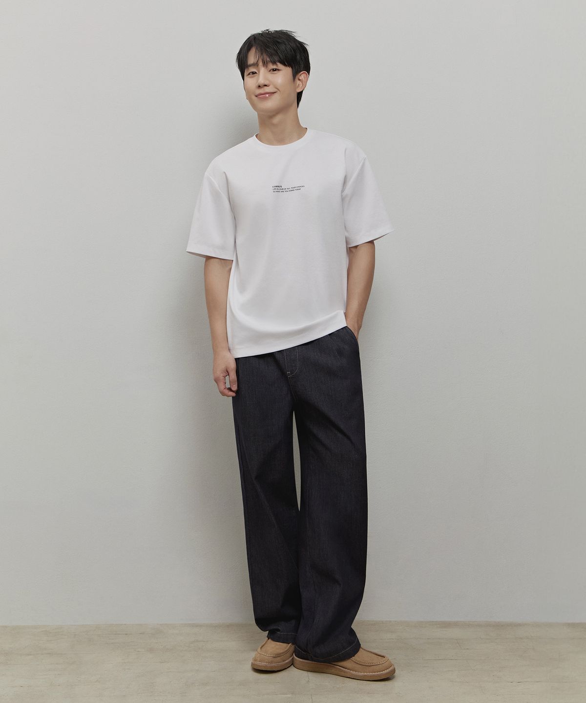 마인드브릿지(MINDBRIDGE) [COUTURE]논페이드 원턱 풀 밴딩 데님 팬츠